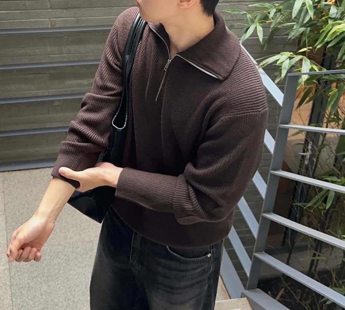 [100] 마인드브릿지 mindbridge 하프 집업니트 브라운 상품이미지7