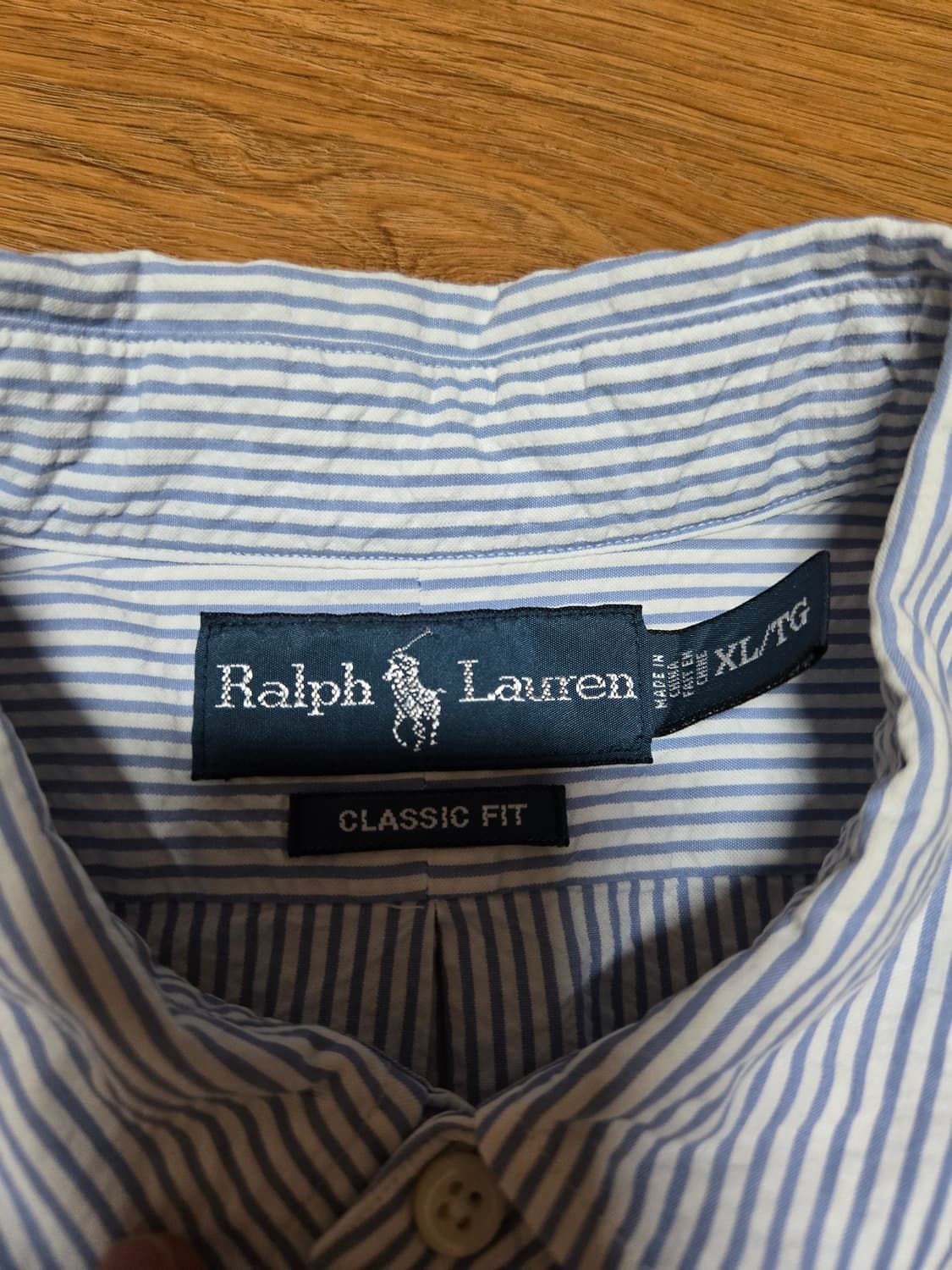 폴로 랄프로렌 남성 시어서커 블루 스트라이프 반팔셔츠(클레식핏 XL) 상품이미지6