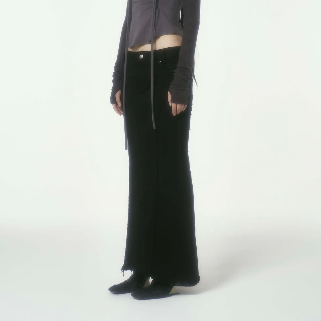 bonnae 본네 워시드 데님 스커트 블랙 상품이미지3