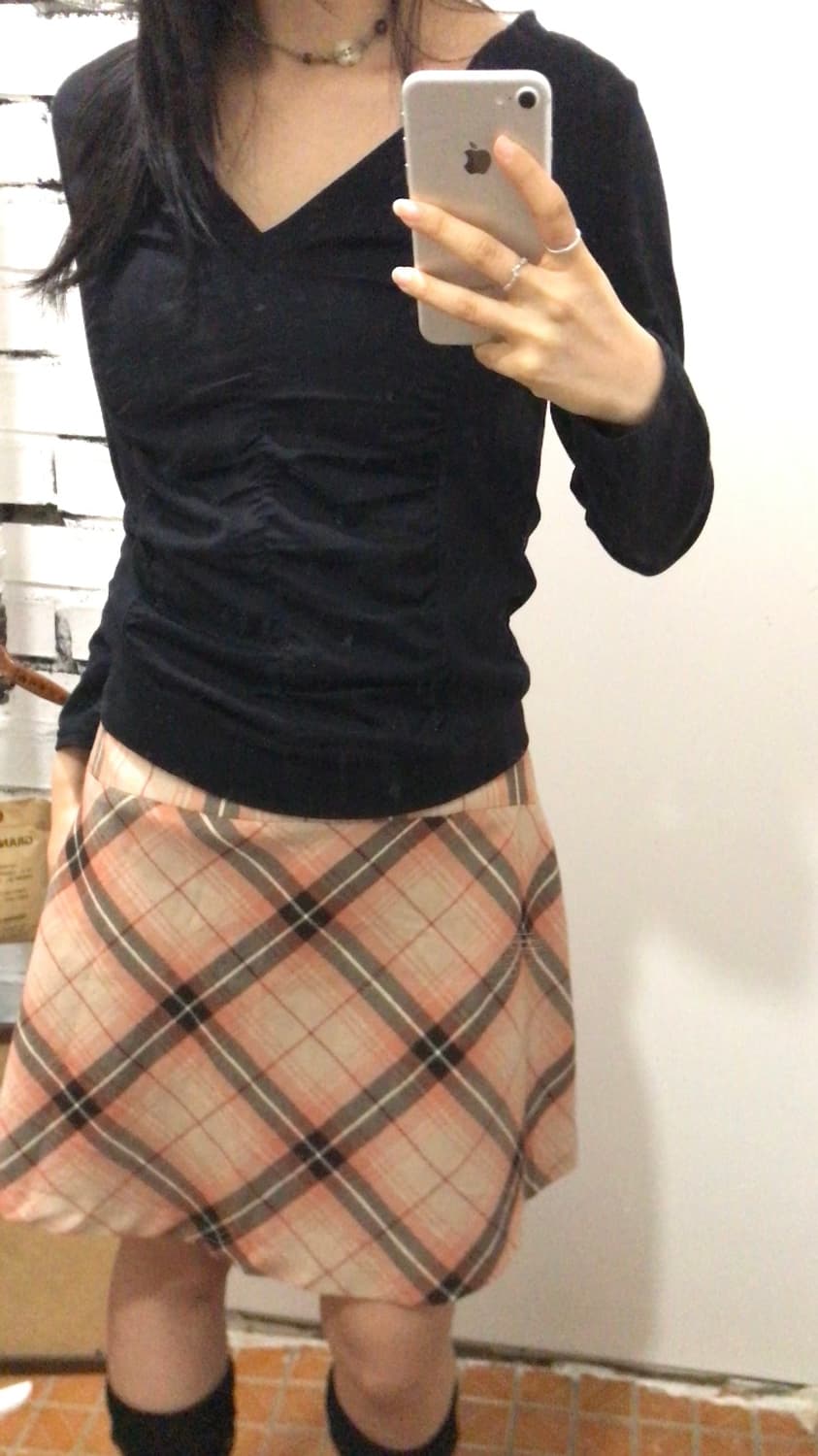 핑크 체크스커트 상품이미지5