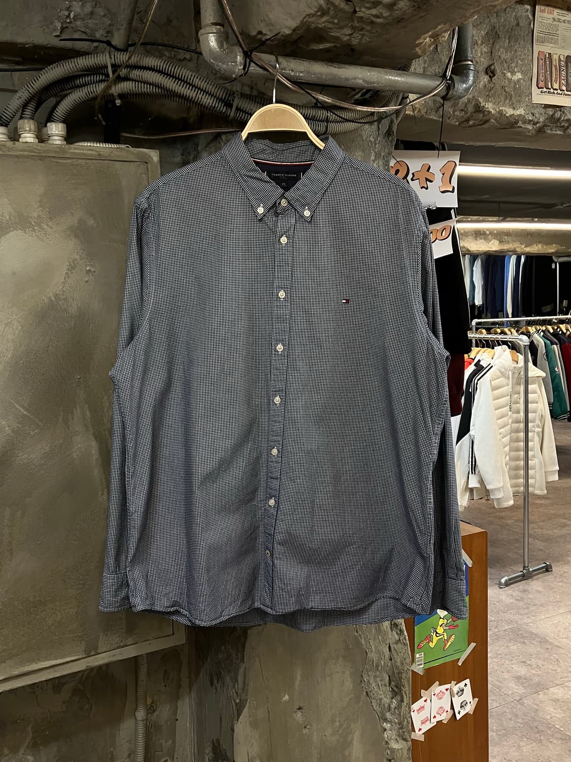 타미힐피거 슬림핏 체크 셔츠 네이비 XXL #csz3621 상품이미지1