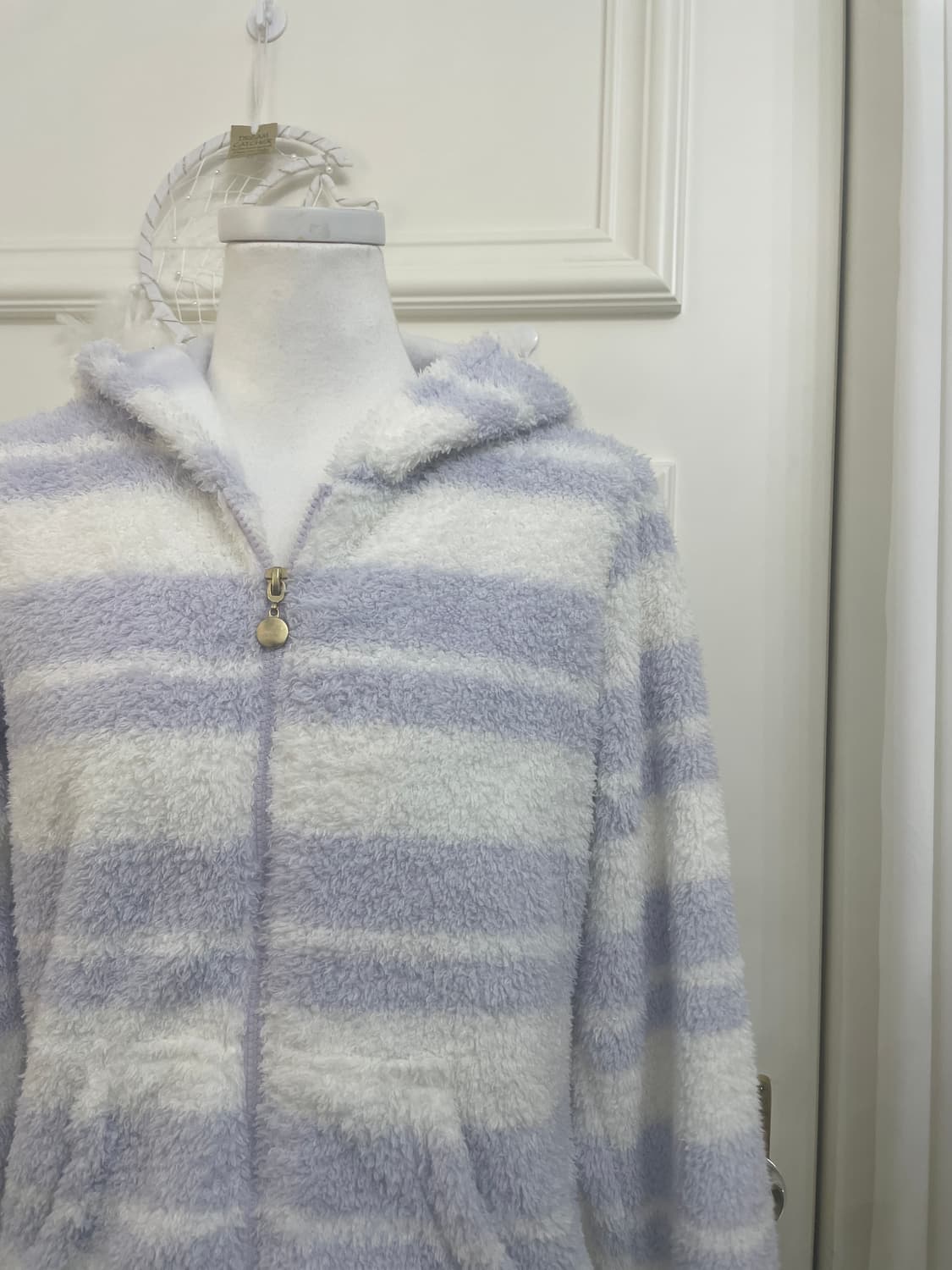 ivory blueberry stripe fur hoodie-zip 상품이미지6