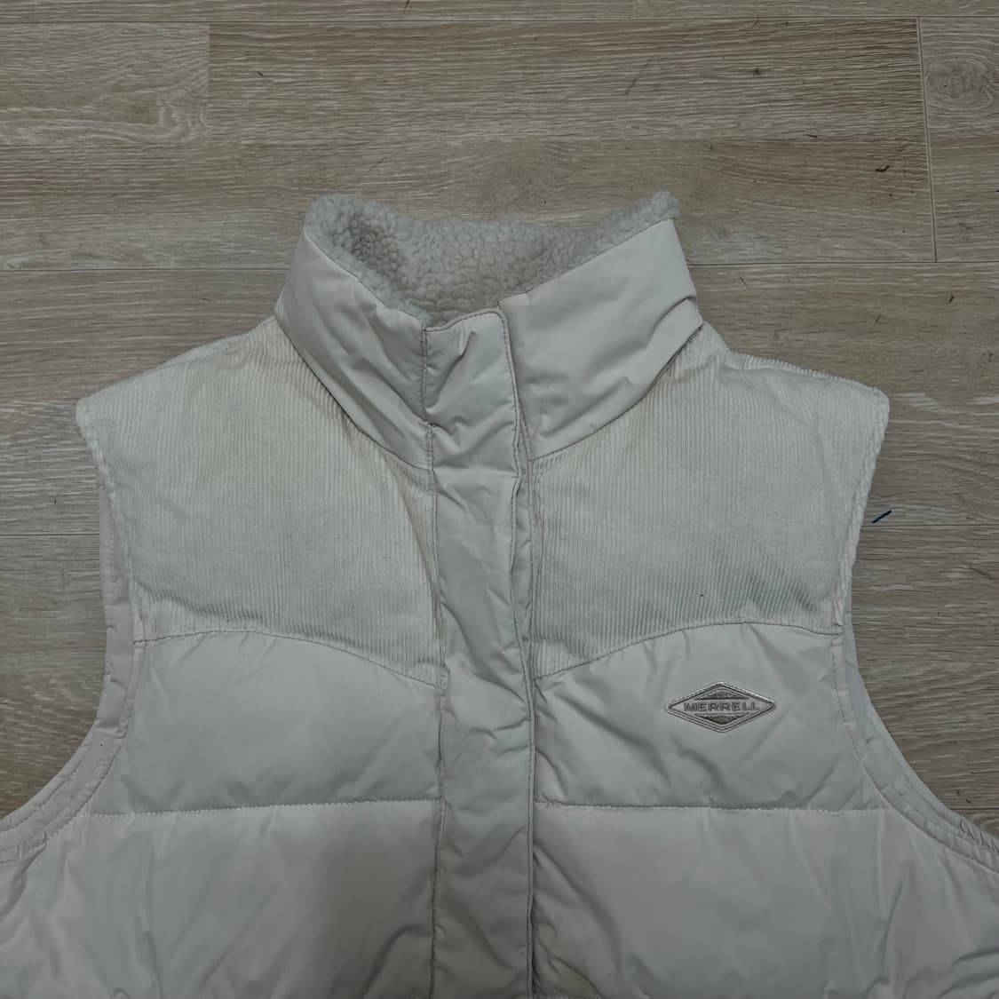 머렐 남성 배색 코듀로이 양털 트리밍넥 패딩 조끼 [아이보리] L/100 상품이미지2