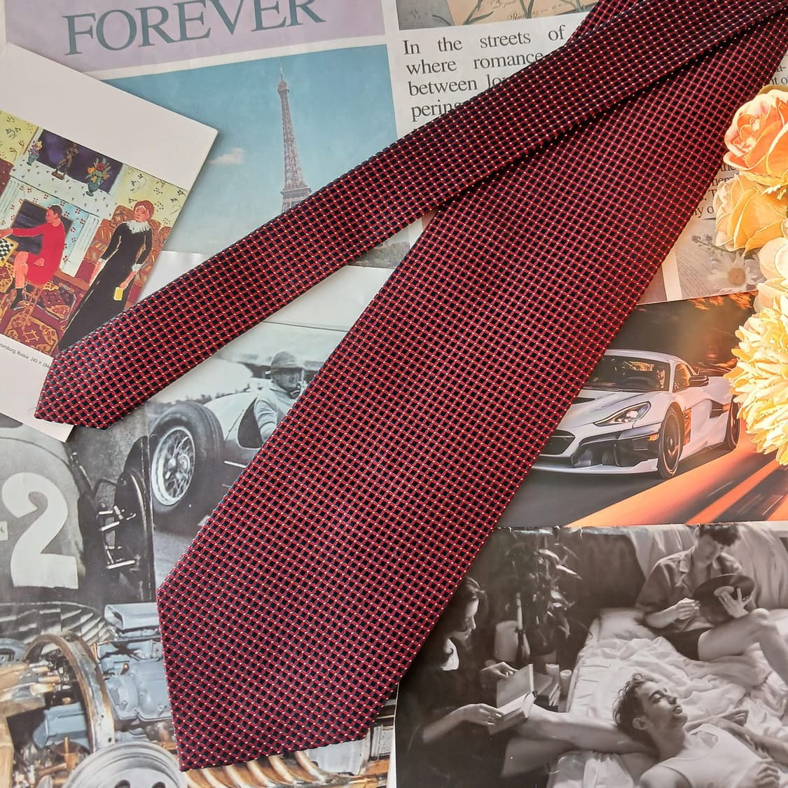 아쿠아스큐텀 실크 마이크로 패턴 넥타이 9.6cm A+등급 A19444
 상품이미지5