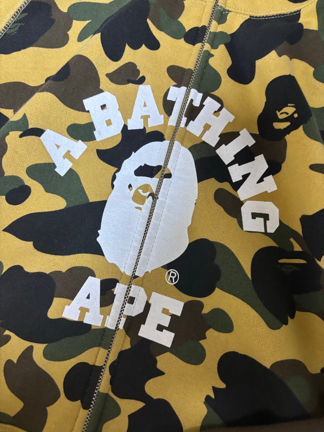 베이프 크레이지 카모 컬리지 후드집업 황계 3XL 상품이미지4