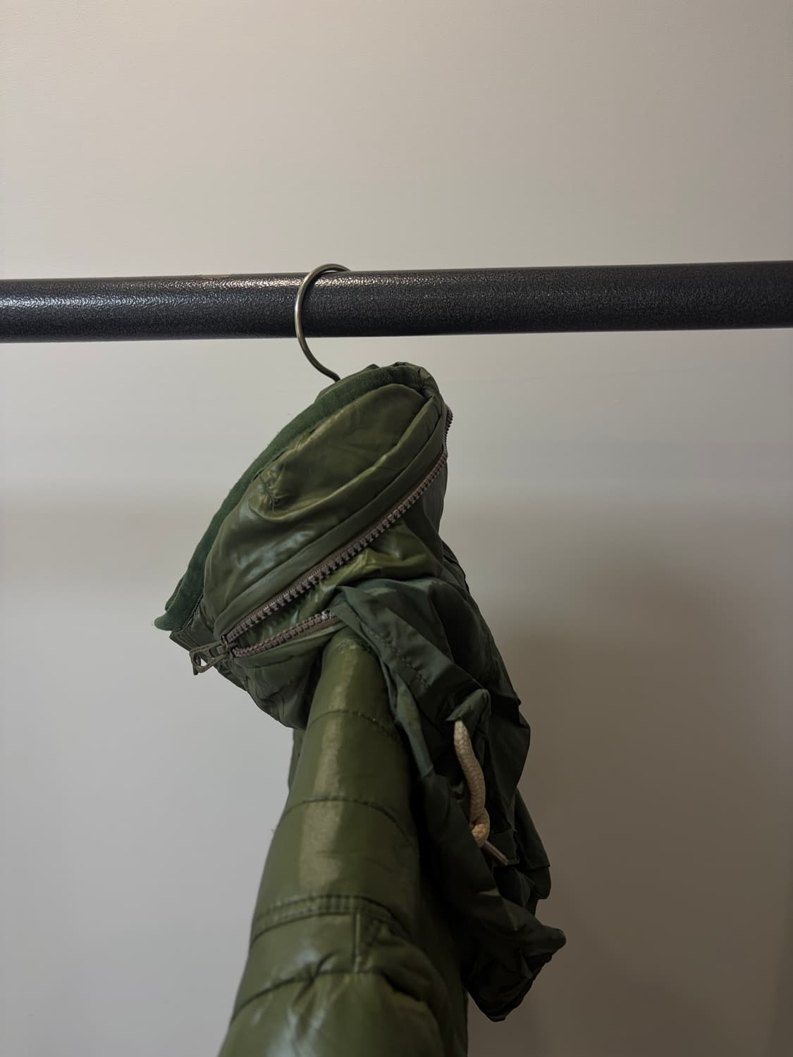 (L) Diesel 디젤 하이넥 히든후드 덕다운 그린 패딩 상품이미지3