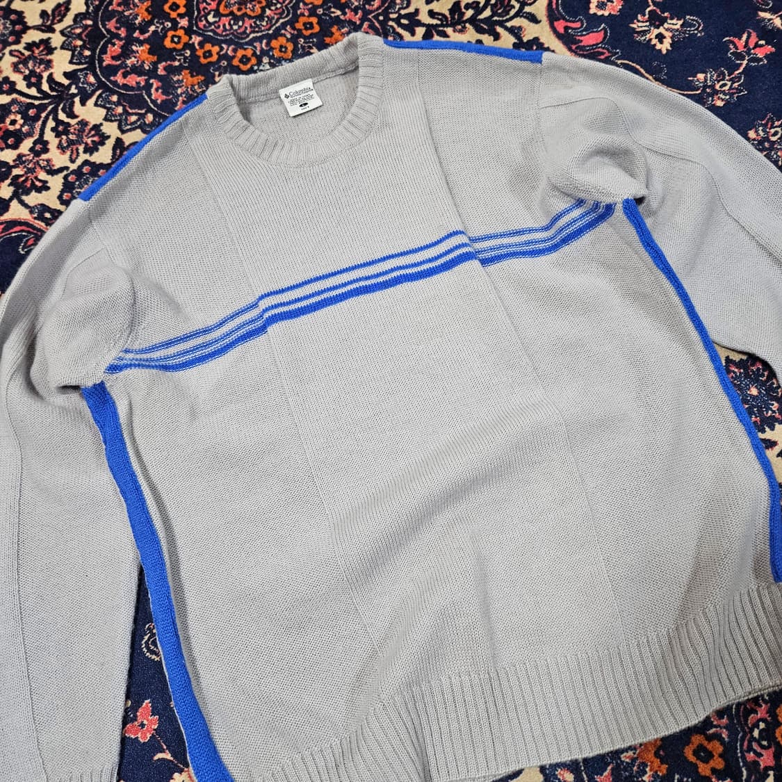 컬럼비아 울 100% 블루라신 라운드넥 니트 스웨터 L 상품이미지2