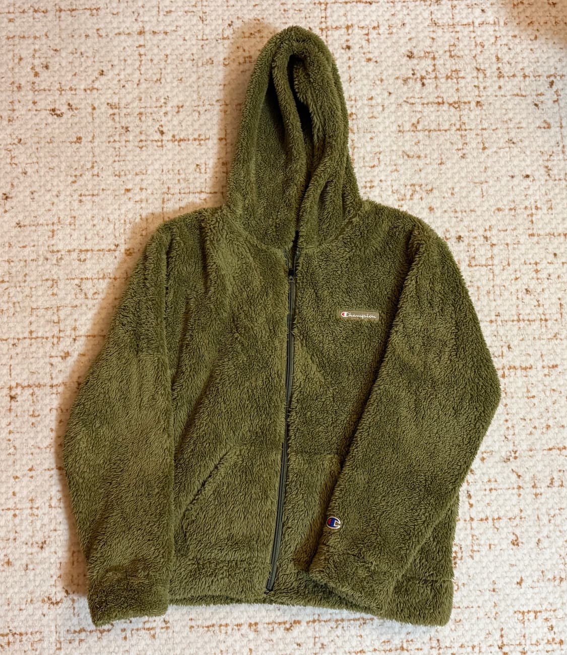 챔피온 뽀글이 후드집업 카키 S 상품이미지1