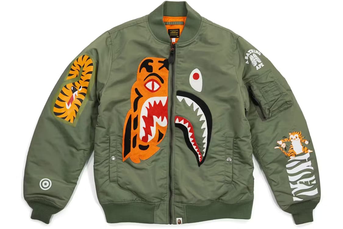 [판매] 베이프 BAPE 샤크 타이거 하프 ma-1 자켓 상품이미지1