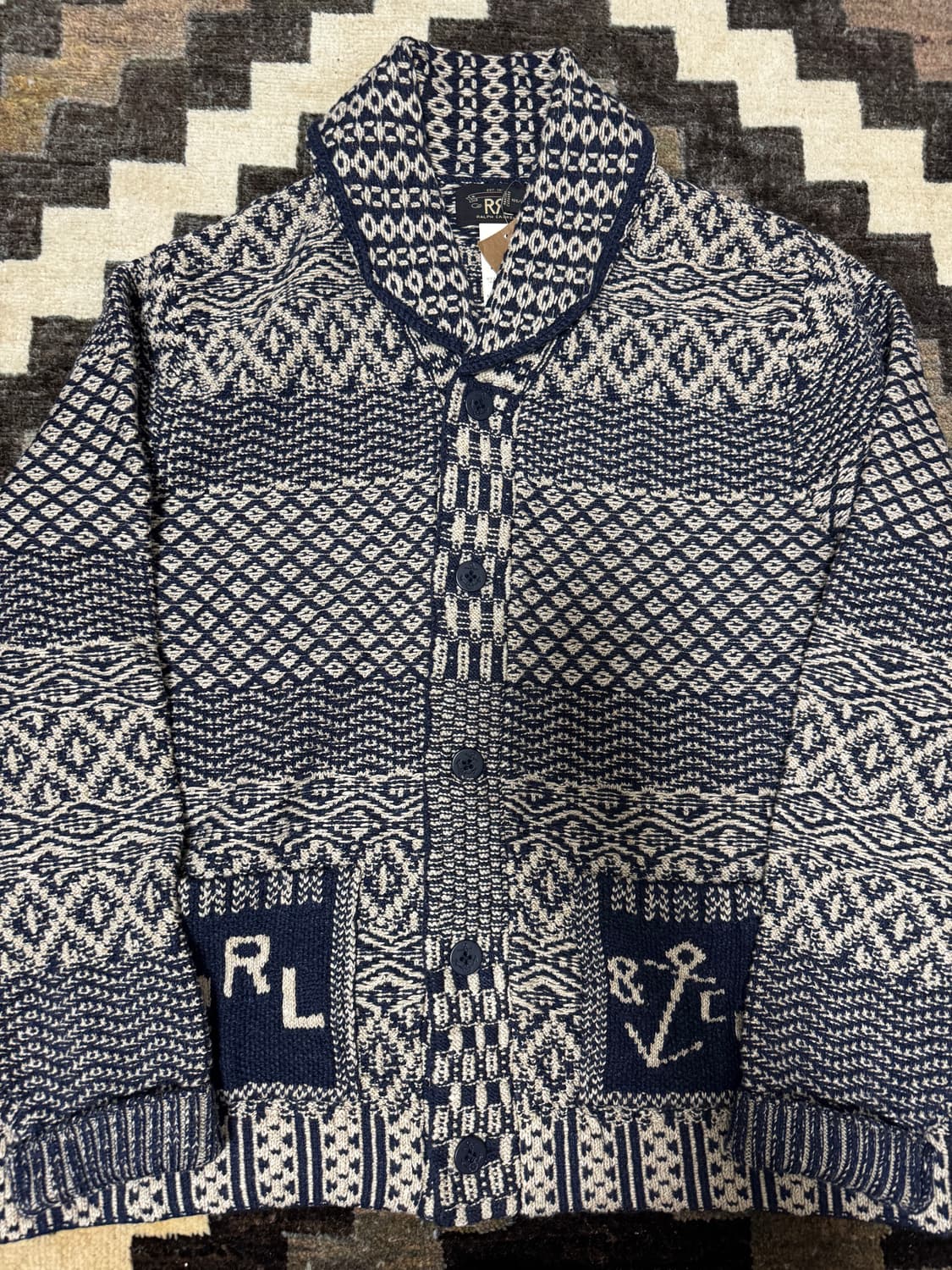 RRL 더블알일 코튼 블렌드 숄 카디건 XL 상품이미지3
