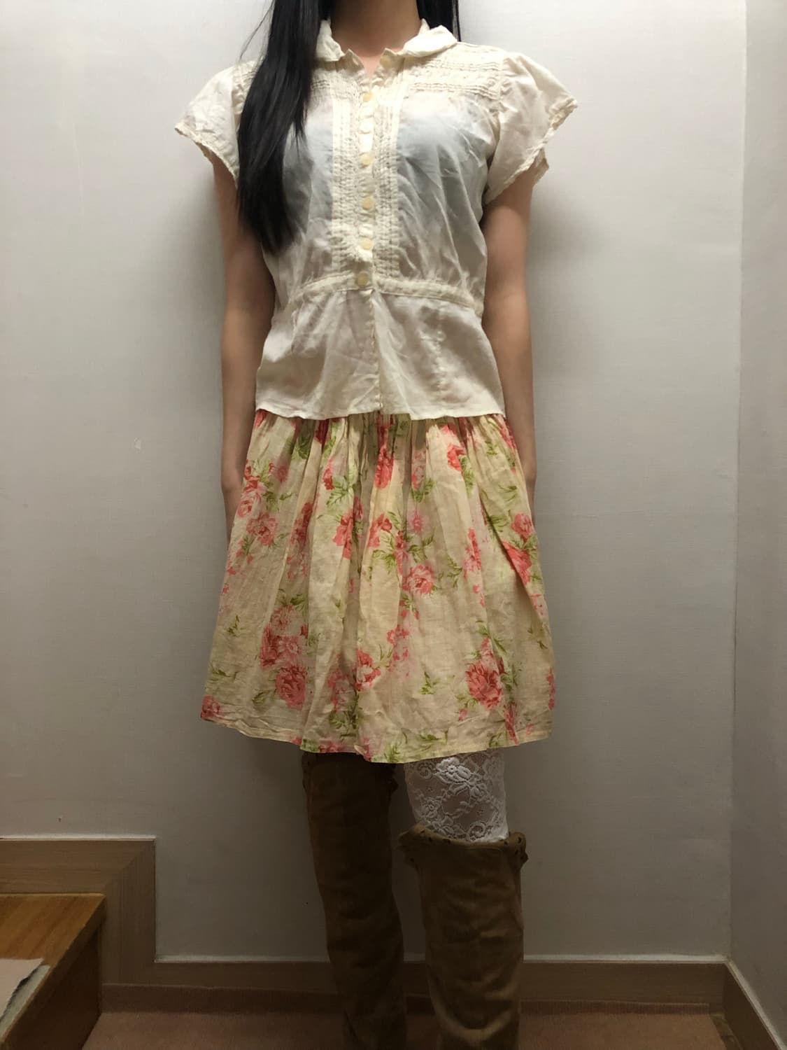 빈티지 베이지 플라워 스커트 상품이미지4