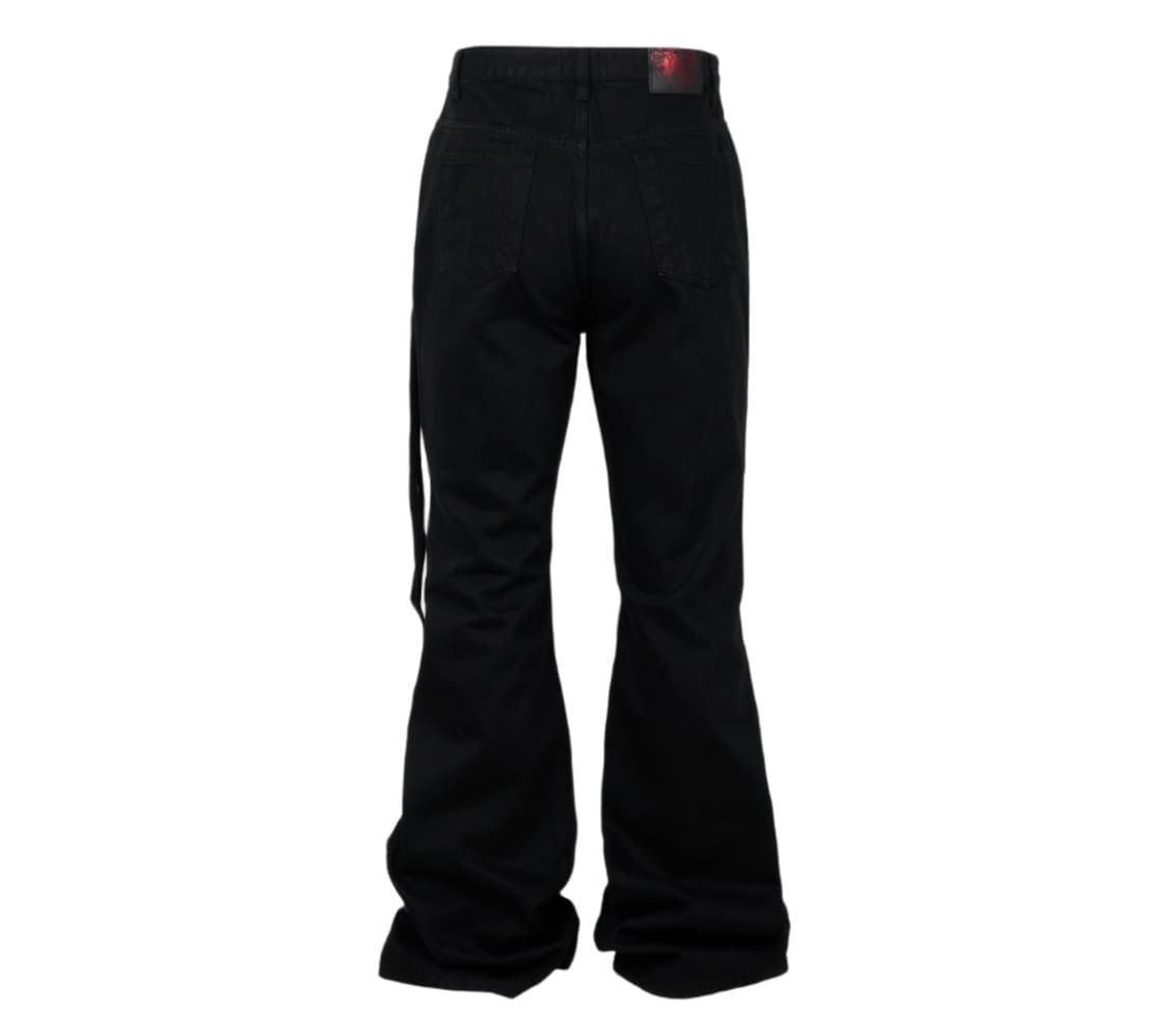 [1] 에모스탠스클럽 레더 패치 플레어드 진 블랙 상품이미지2