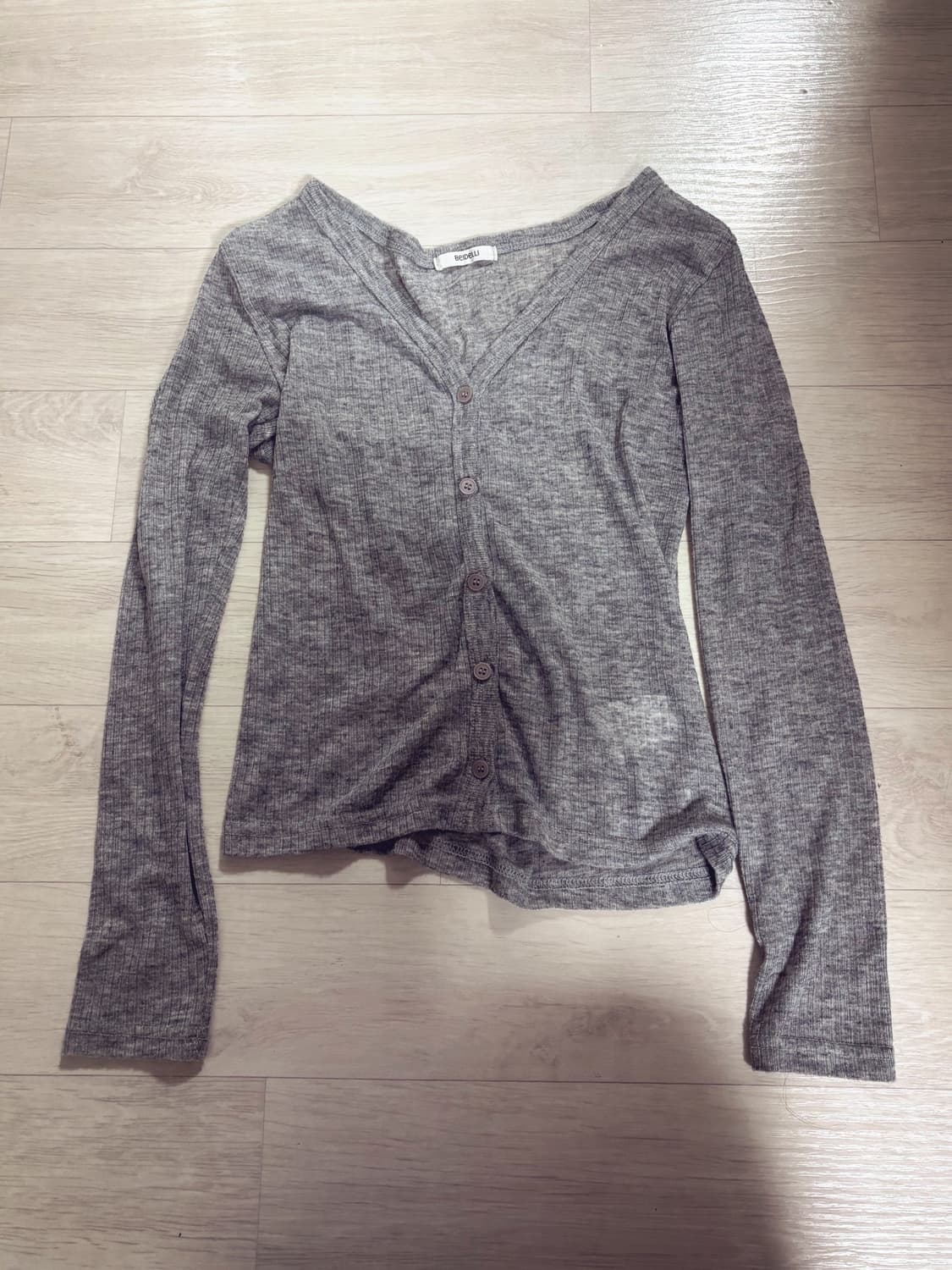 시스루 가디건 회색 상품이미지1