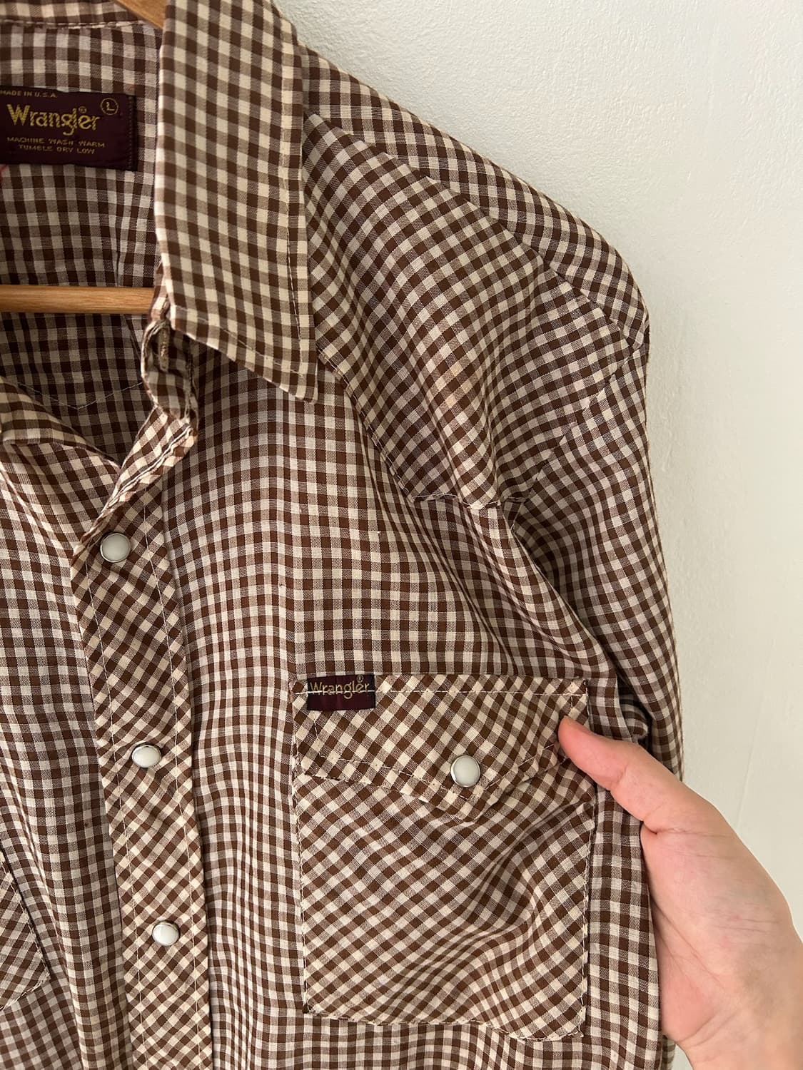 80's vtg Wrangler check  Western shirt. 상품이미지3