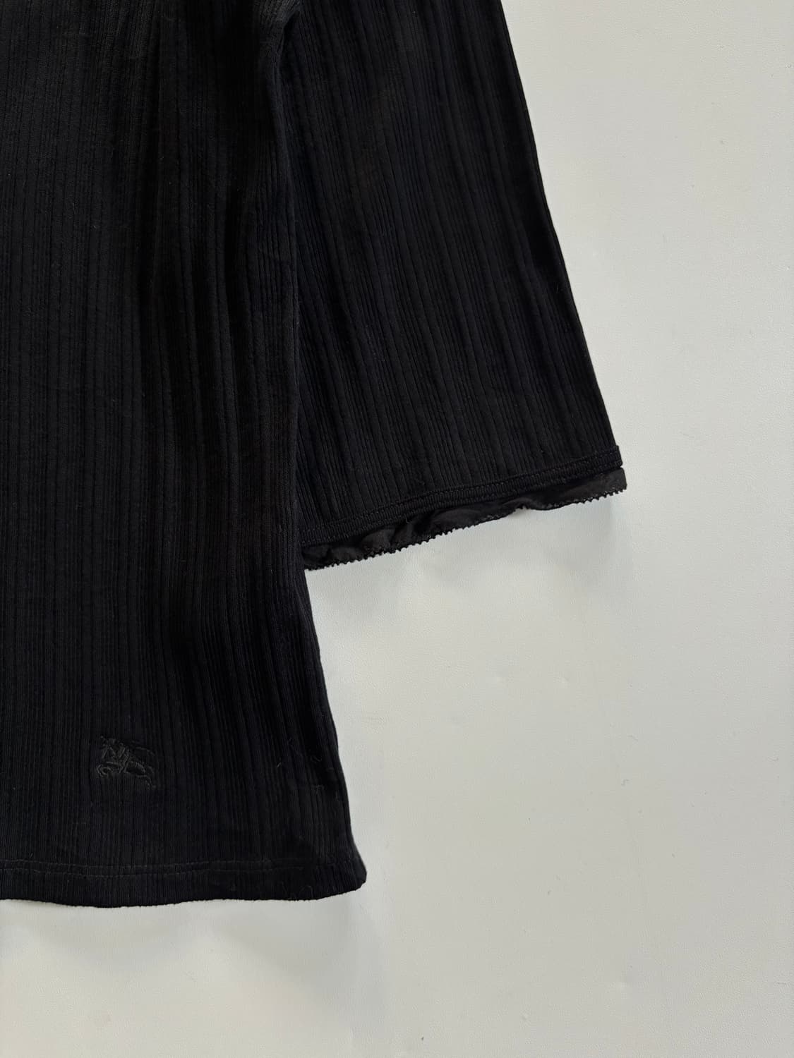 Burberry 버버리 블랙 브이넥 반팔 골지 가디건 상품이미지4