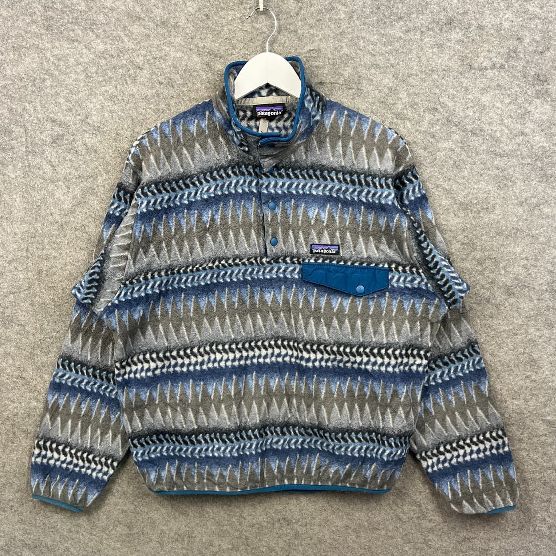 99FW 파타고니아 신칠라 스냅-T 그레이블루/틸블루 아즈텍 패턴 상품이미지1