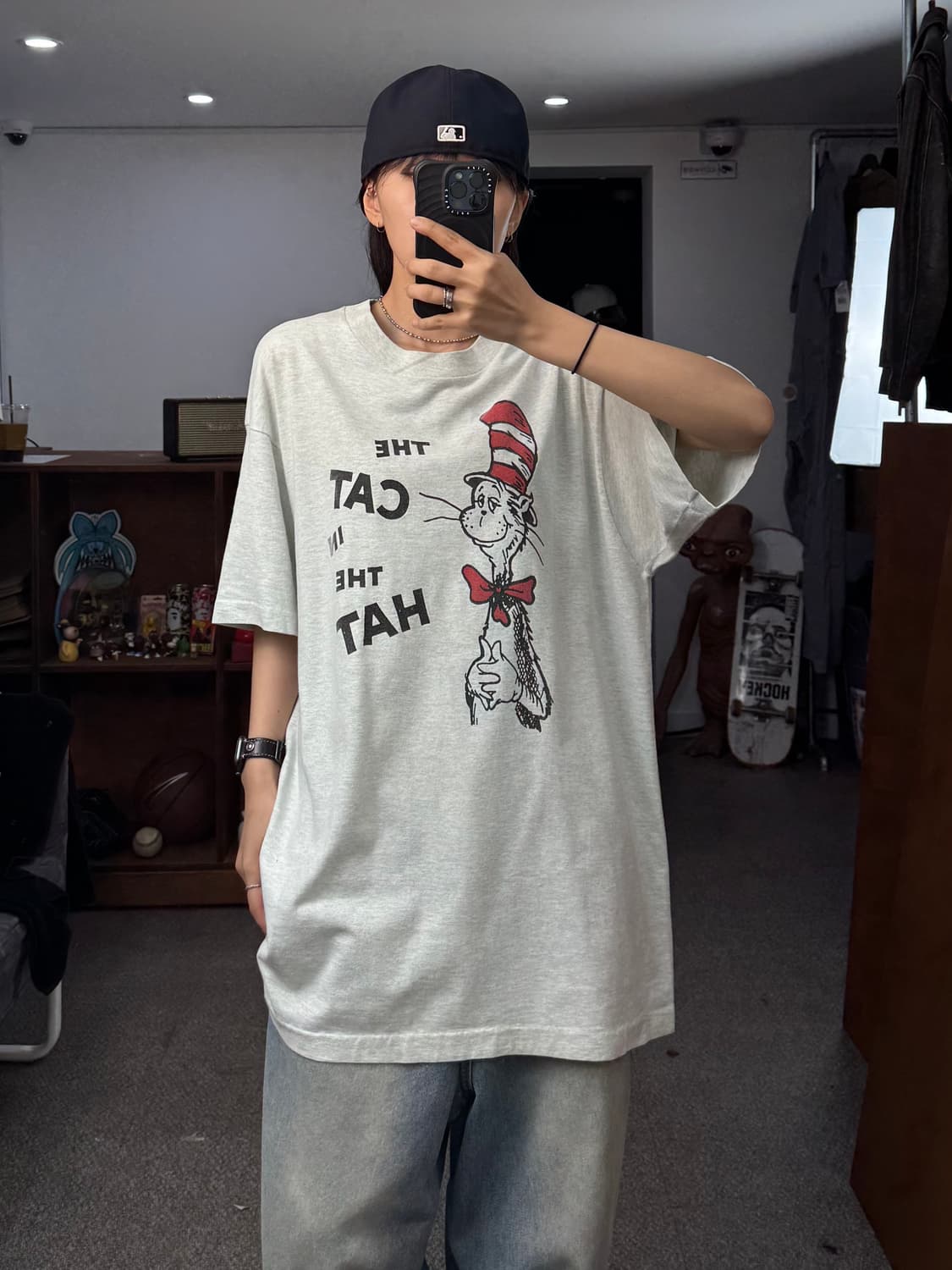90s 프룻오브더룸 닥터수스 캣인더햇 티셔츠 상품이미지5