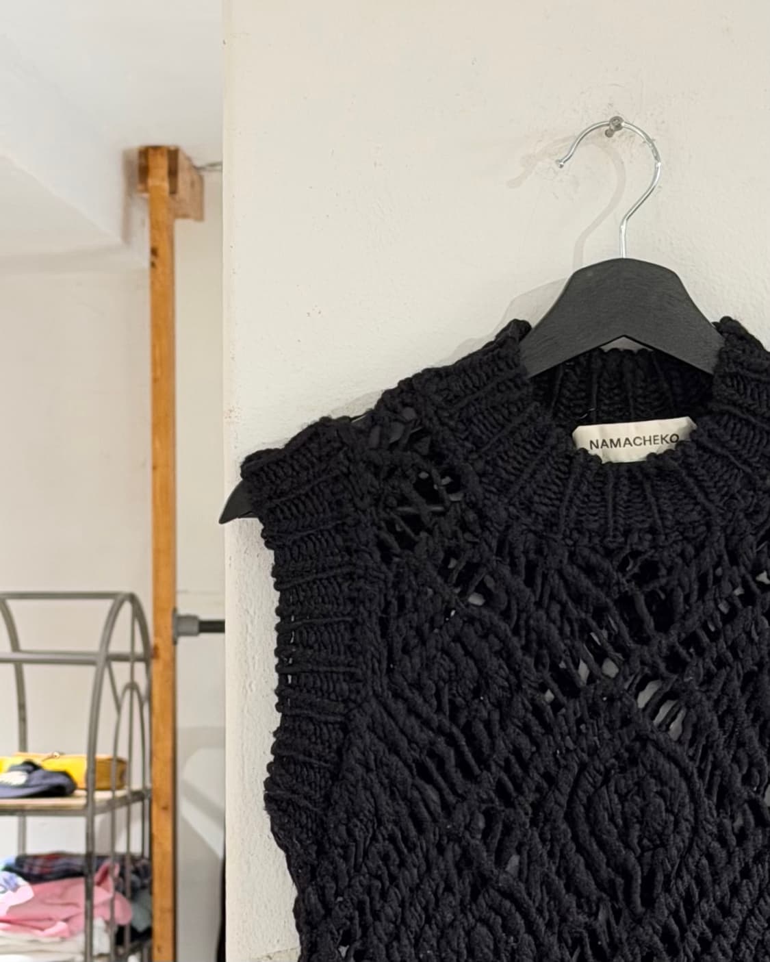 나마체코 블랙 22aw 메리노 울 니트 베스트 상품이미지2