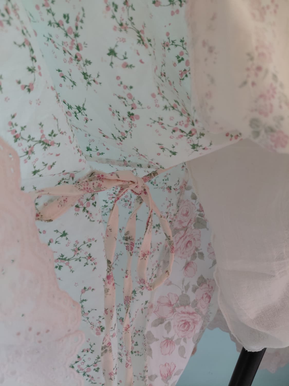 [핸드메이드 새상품] 빈티지 플라워 체크 패치워크 롱 스커트 상품이미지7