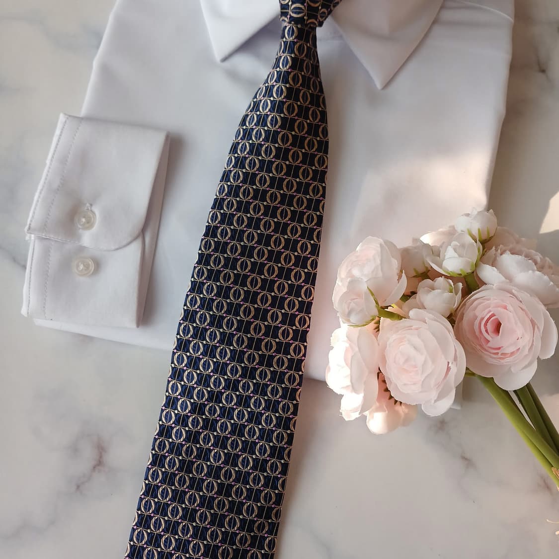 니나리치 실크 네이비 지오메트릭 넥타이 8.6cm A+등급 A19416
 상품이미지7
