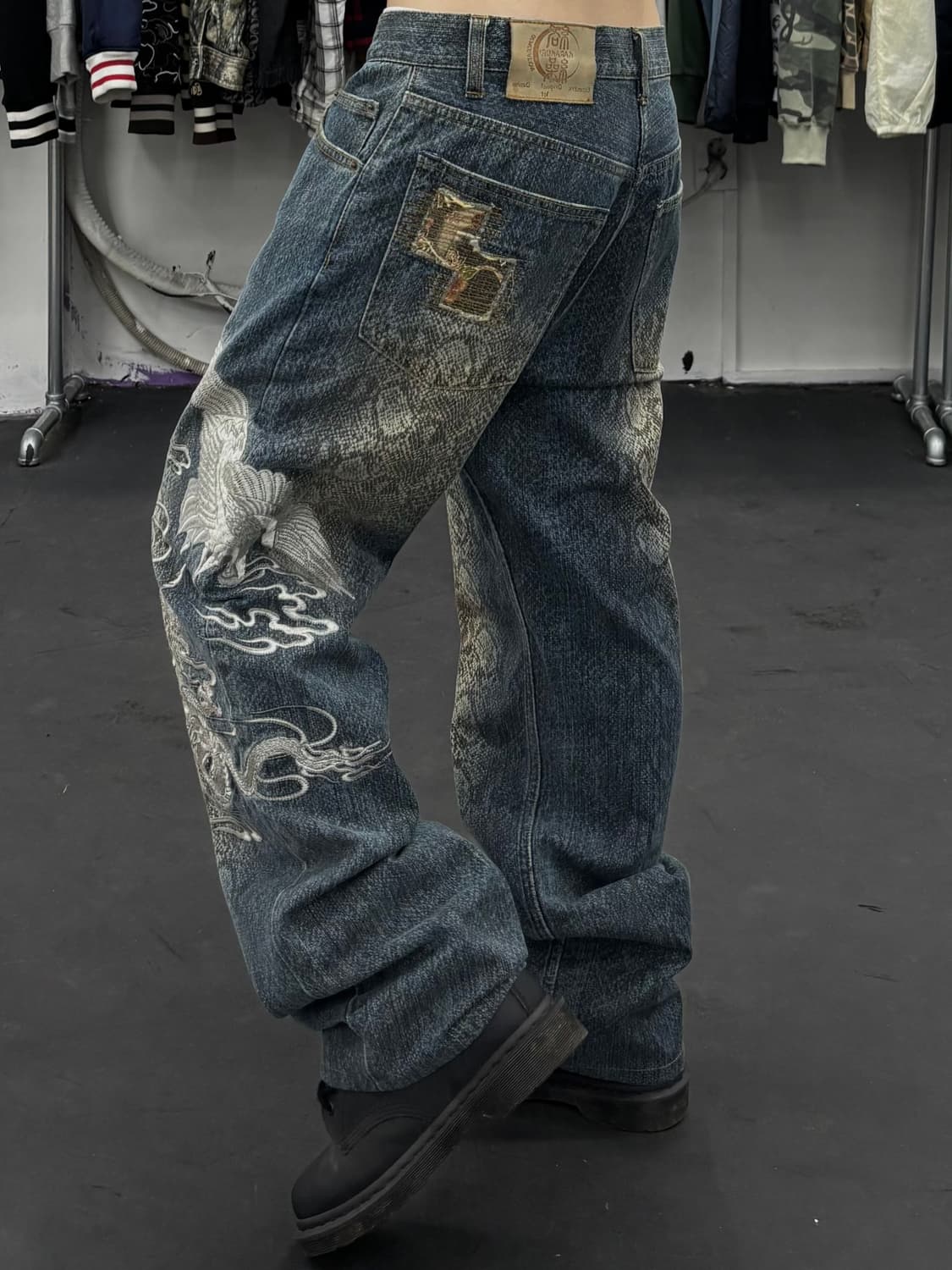 카라쿠리 타마시 뱀피 드래곤 데님팬츠  상품이미지3