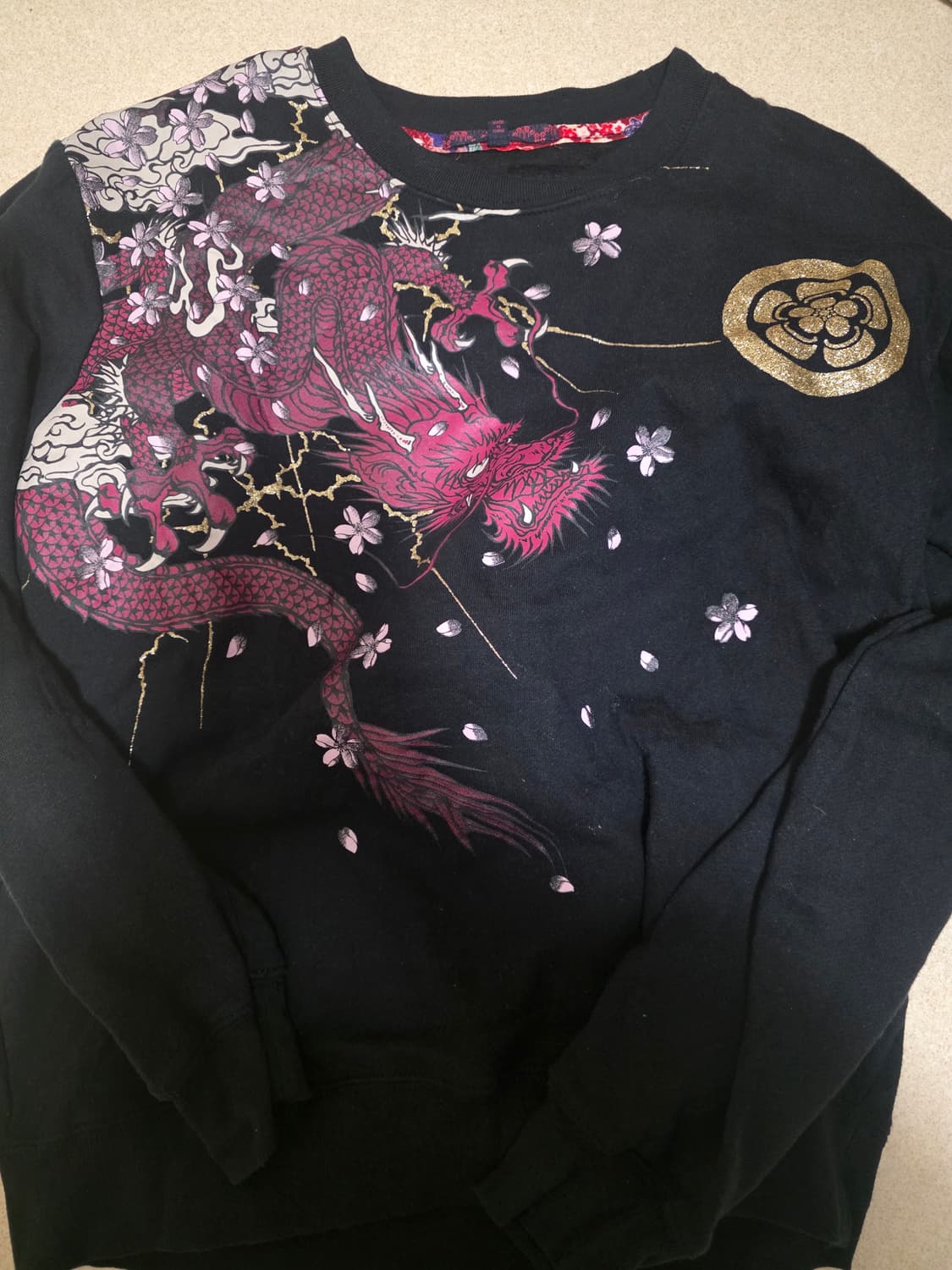 일본 빈티지 용 벚꽃 자수 맨투맨 (올드스쿨/이레즈미 스타일) 상품이미지2