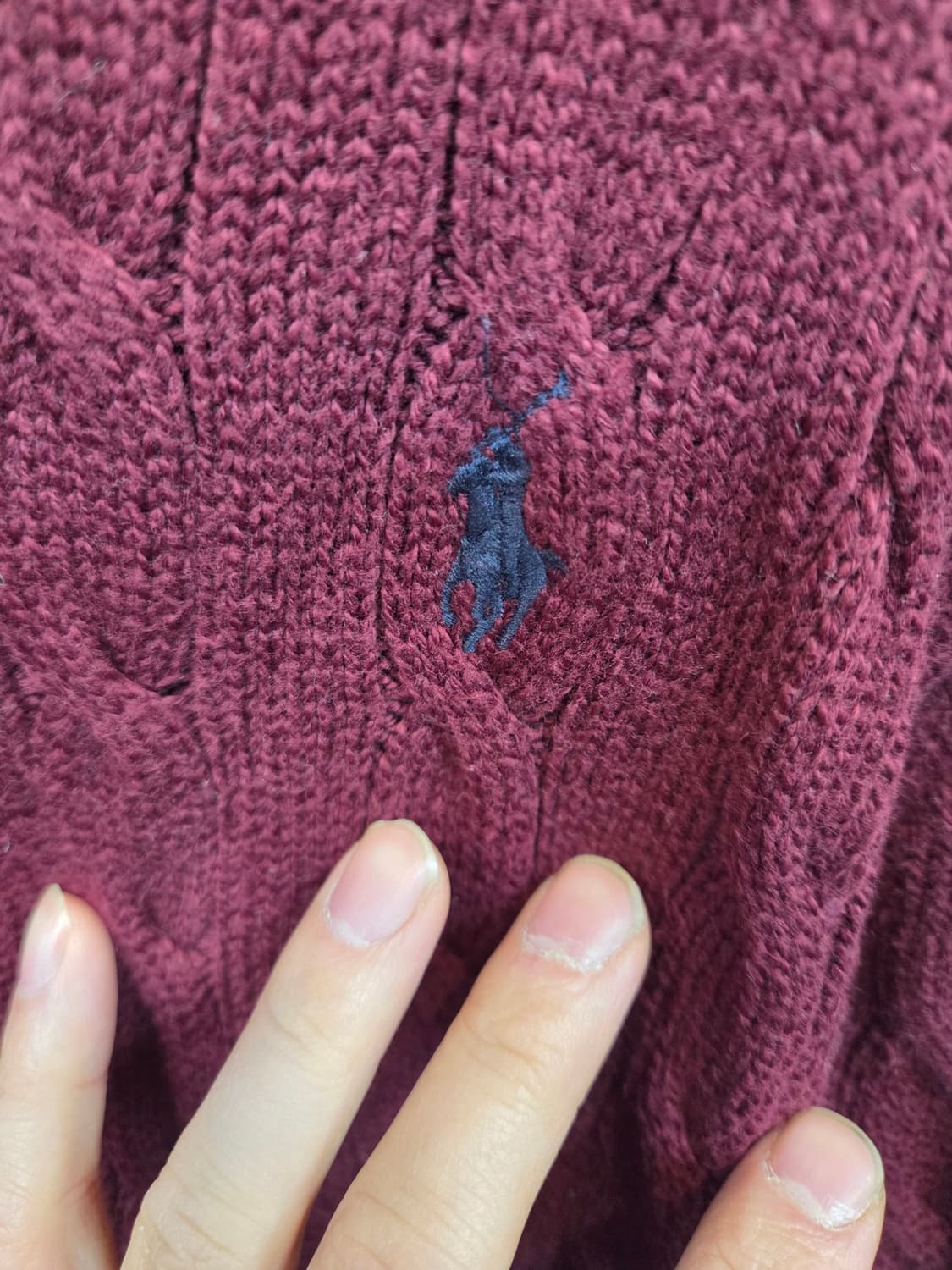 폴로랄프로렌 케이블 꽈배기 니트 xl 버건디 상품이미지5