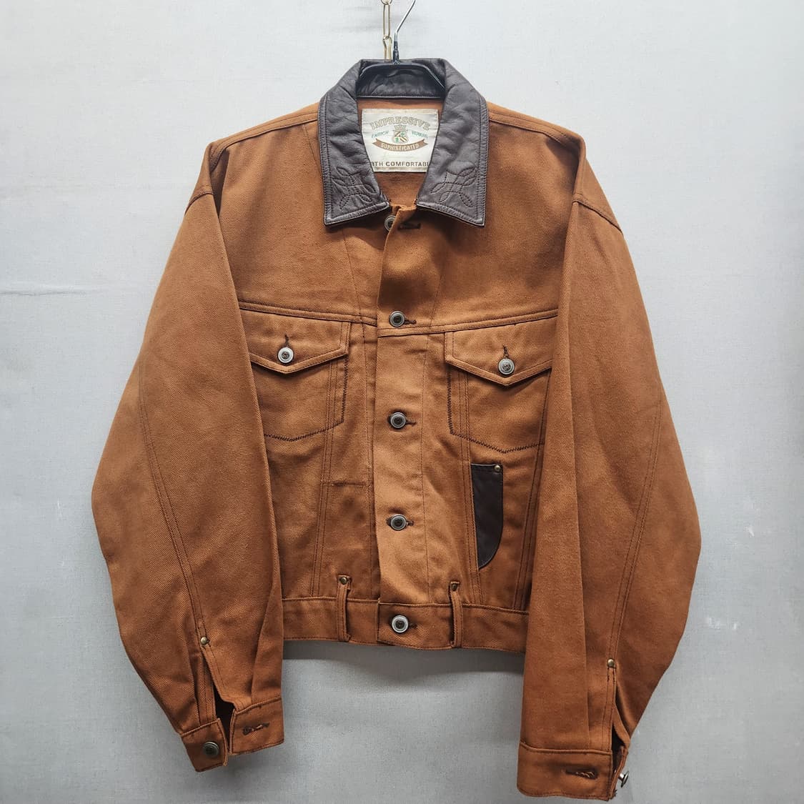 IMPRESSIVE 90's 빈티지 소가죽(카라) 워크자켓 XL 상품이미지1