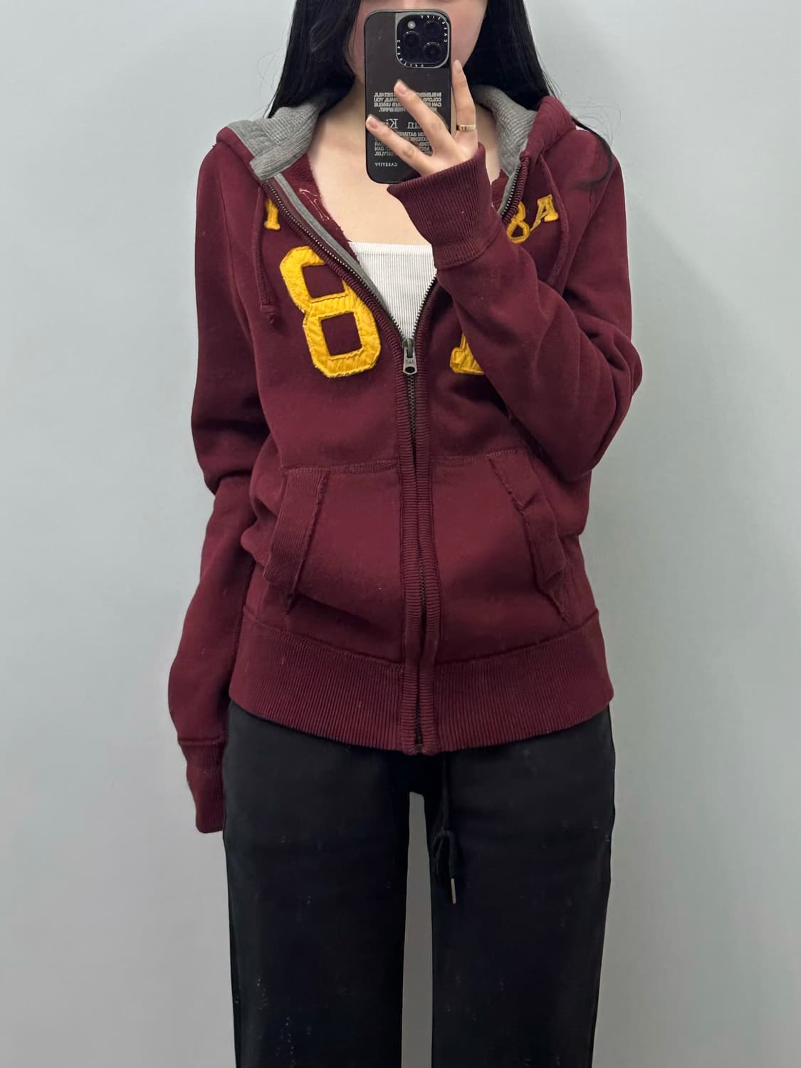 아베크롬비 y2k 와투케 버건디 아방핏 후드집업 상품이미지1