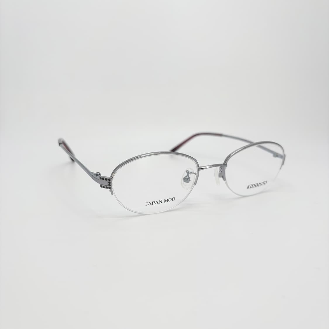 KISHMOTO 실버 오벌 반무테 상품이미지2
