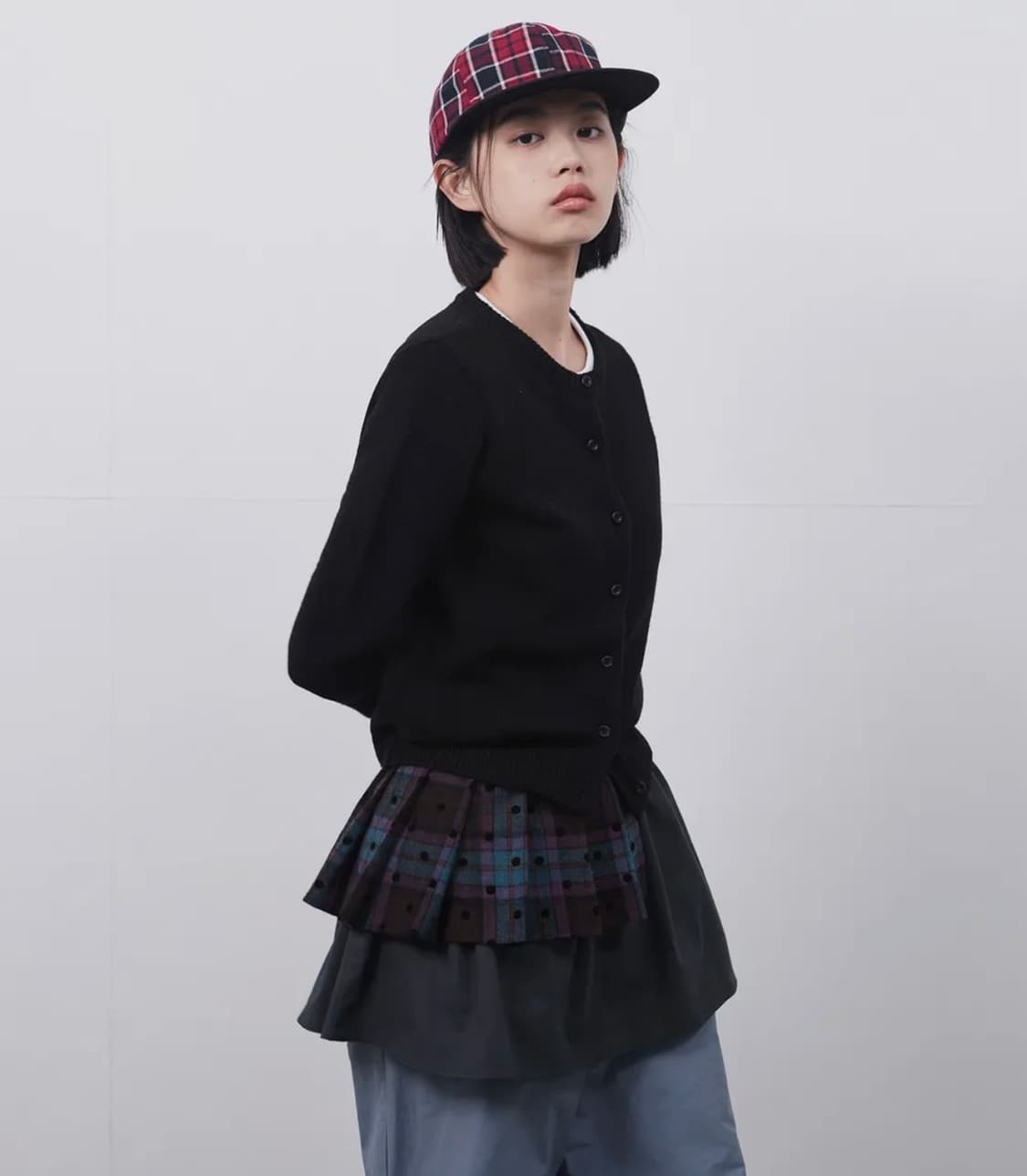 오헤시오 체크 투웨이 미니스커트 퍼플차콜 CHECK TWOWAY MINI 상품이미지4