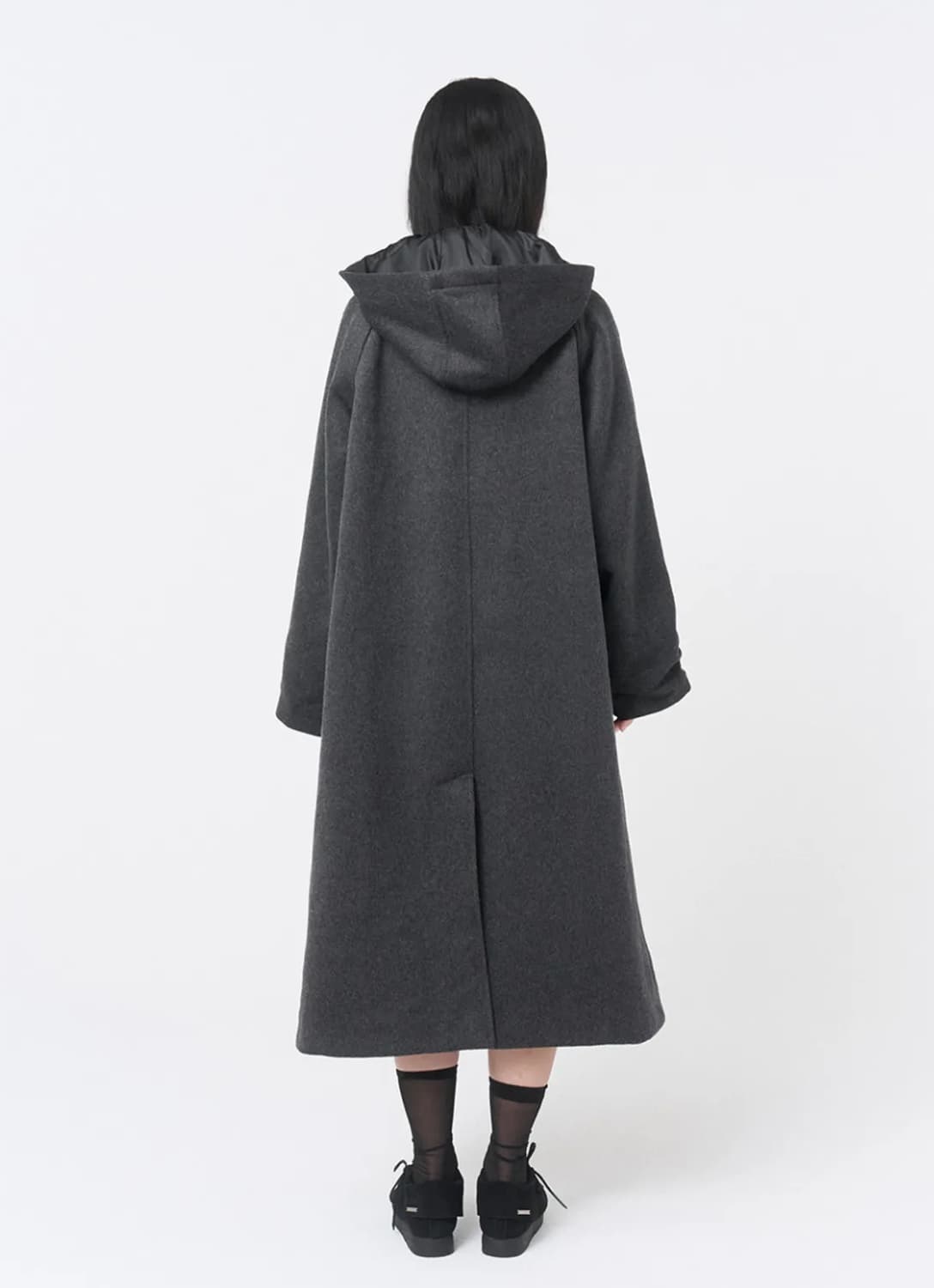 미세키서울 후드 롱 더블코트 차콜 상품이미지3