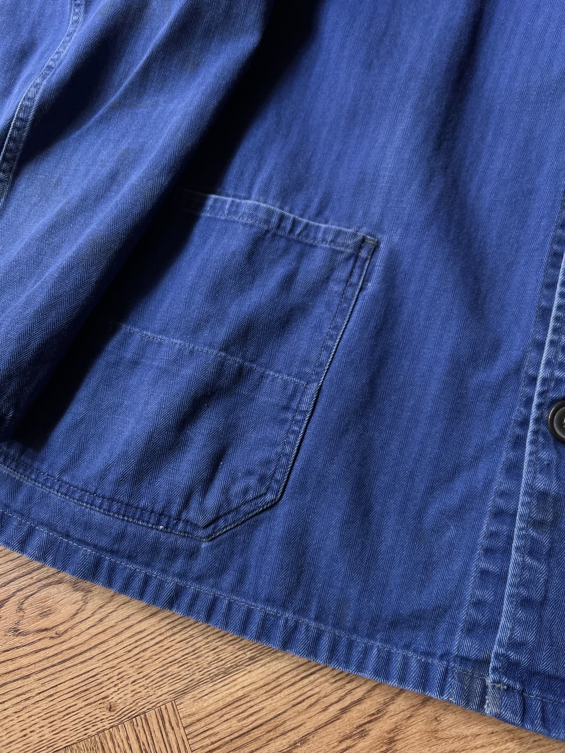 [M]90's 빈티지 워싱 3포켓 HBT 프렌치 워크 자켓 상품이미지4