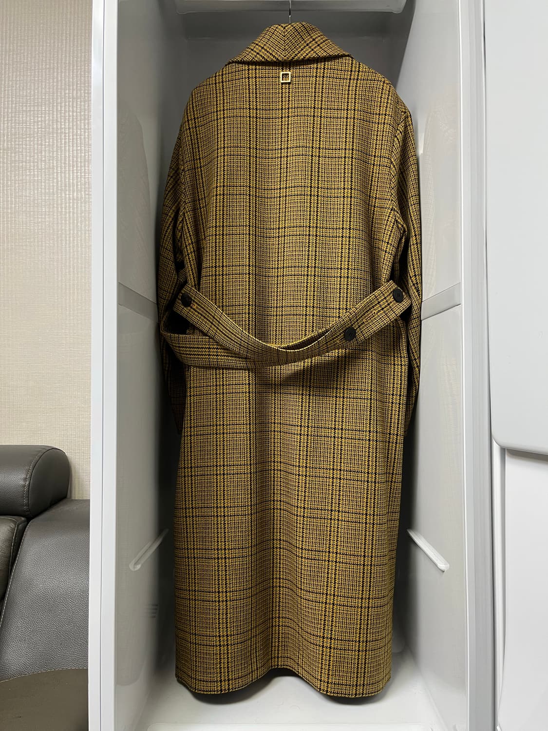 우영미 숄카라 체크 코트 46사이즈 상품이미지2