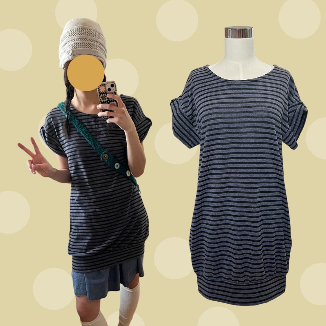 빈티지 벌룬핏 스트라이프 원피스 상품이미지1