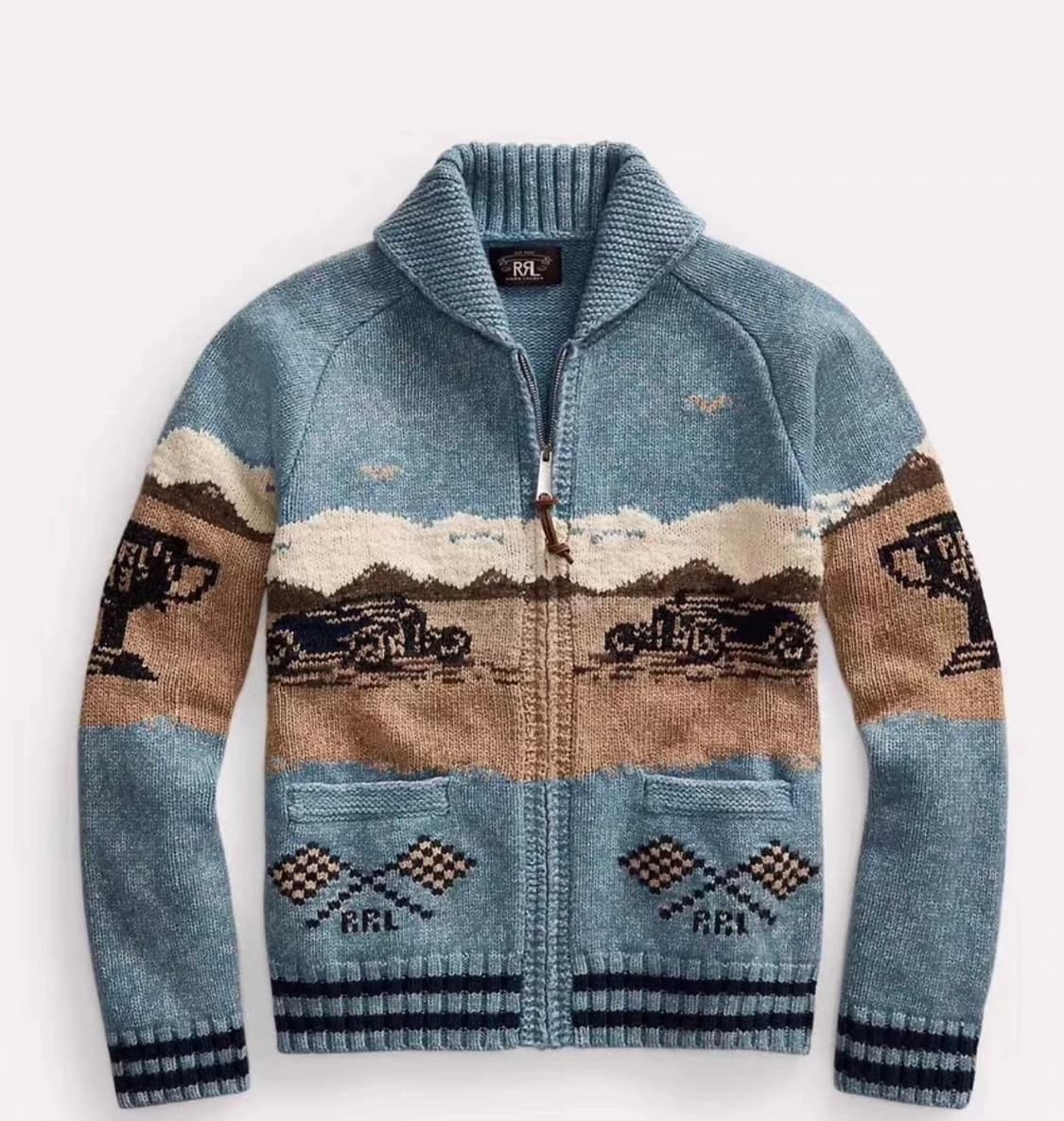 [L] RRL slat flats 인타르시아 니트 가디건 상품이미지1