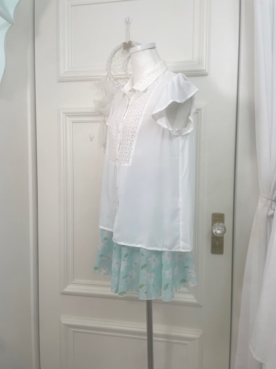 white flower crochet summer blouse(size- 상품이미지2