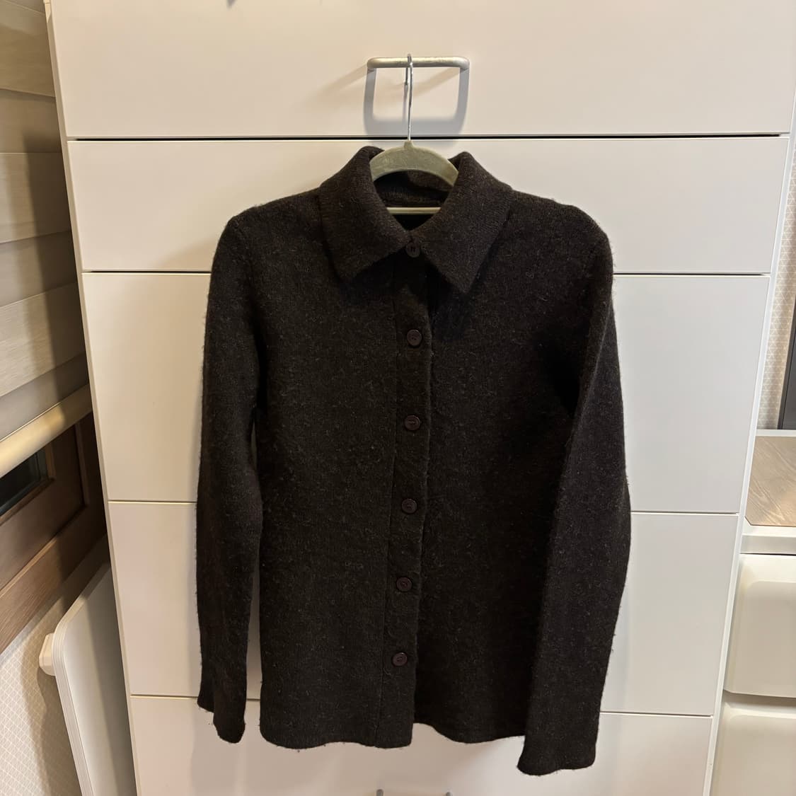 kiyoko takase 울 100% 브라운 니트 가디건 상품이미지2