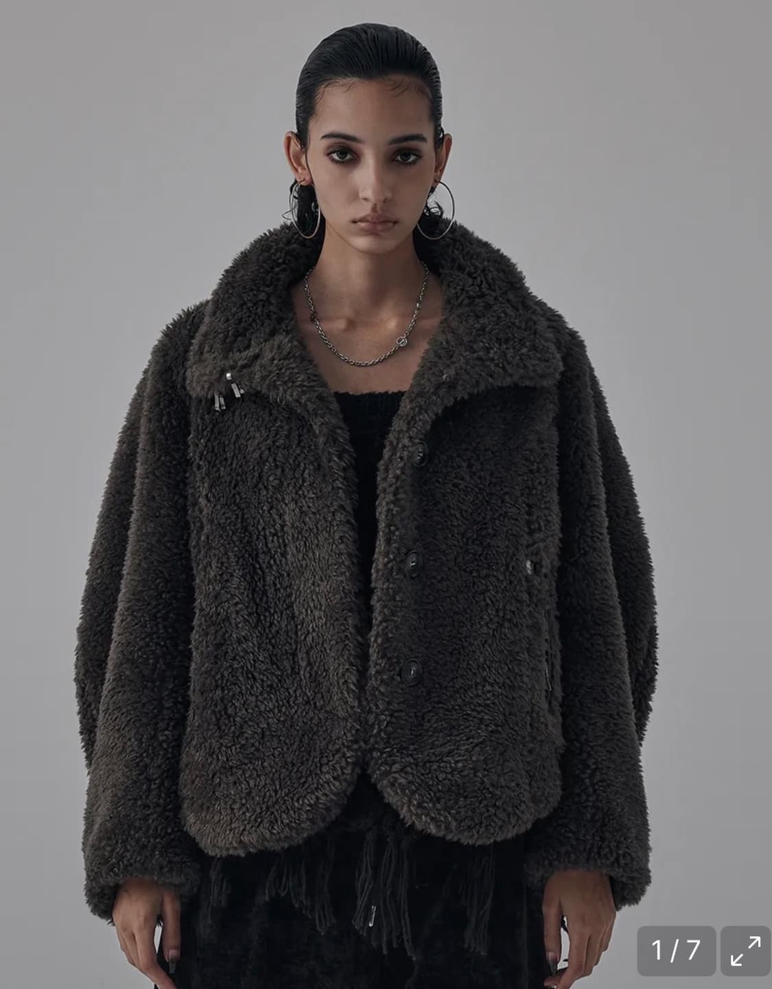 트리밍버드 메탈 훅 버튼 시어링 퍼자켓 상품이미지1