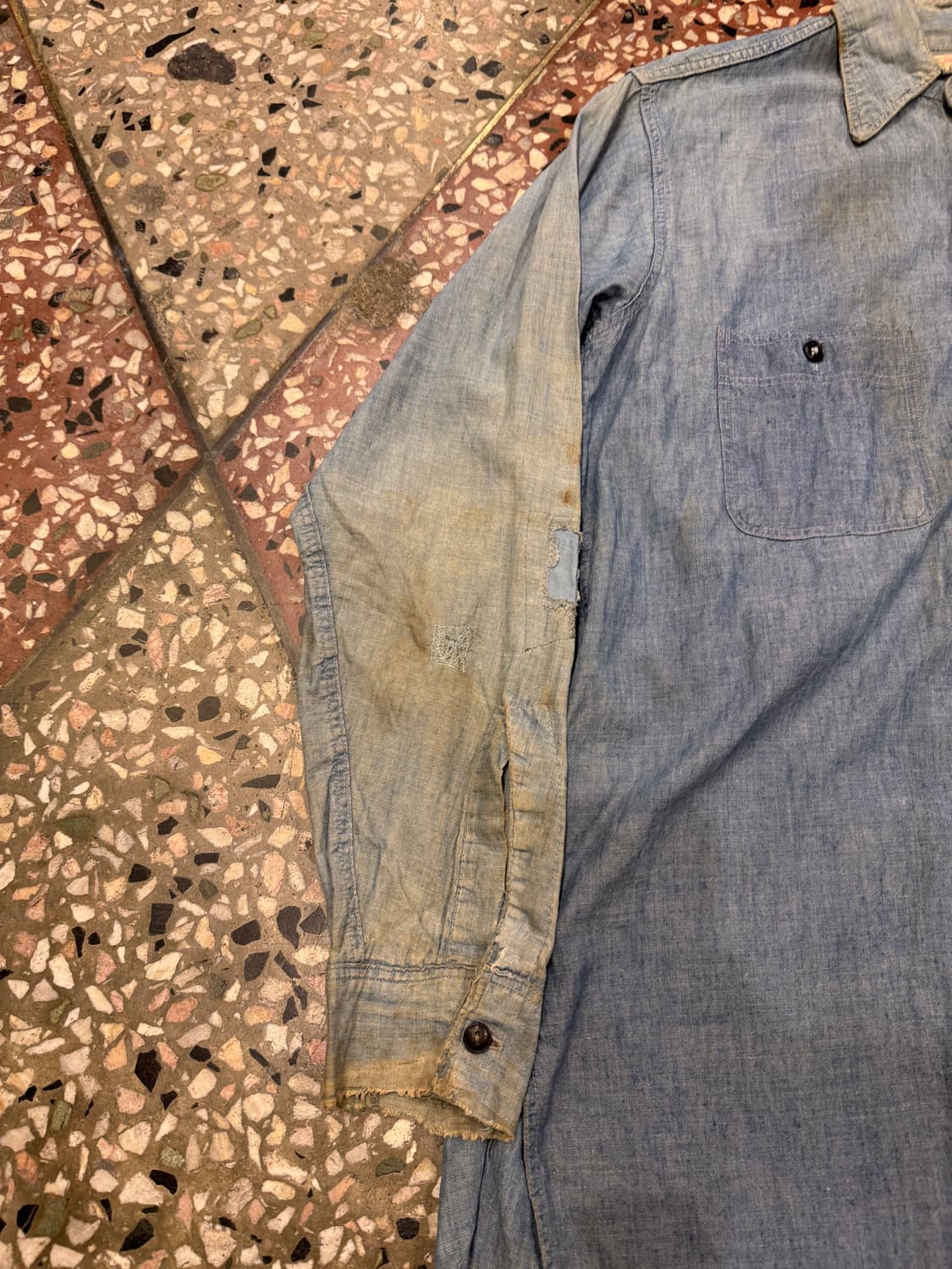 30s FiveBrother 샴브레이 워크셔츠 (M) 상품이미지5