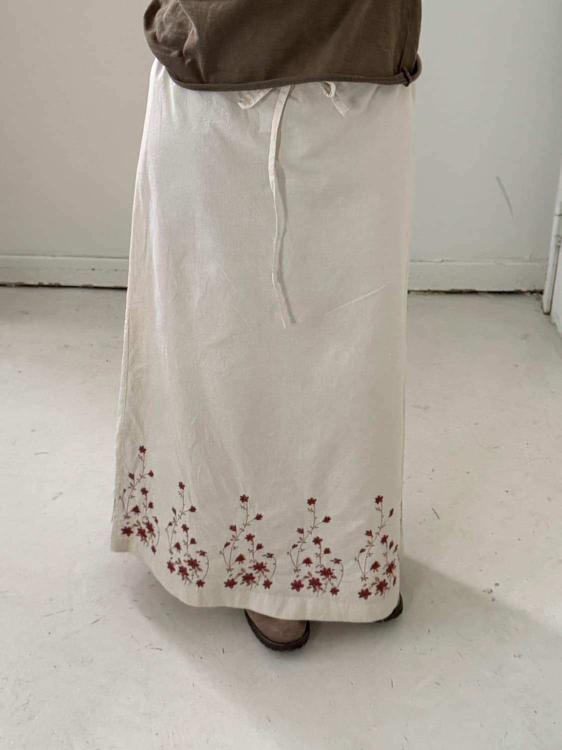 일본빈티지 모리걸 자수 롱스커트 상품이미지3