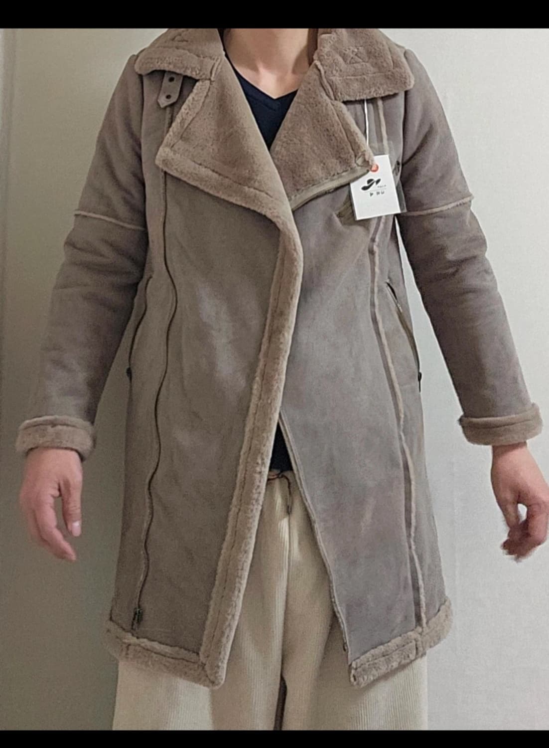 무스탕 롱 코트 M 새상품급 상품이미지3