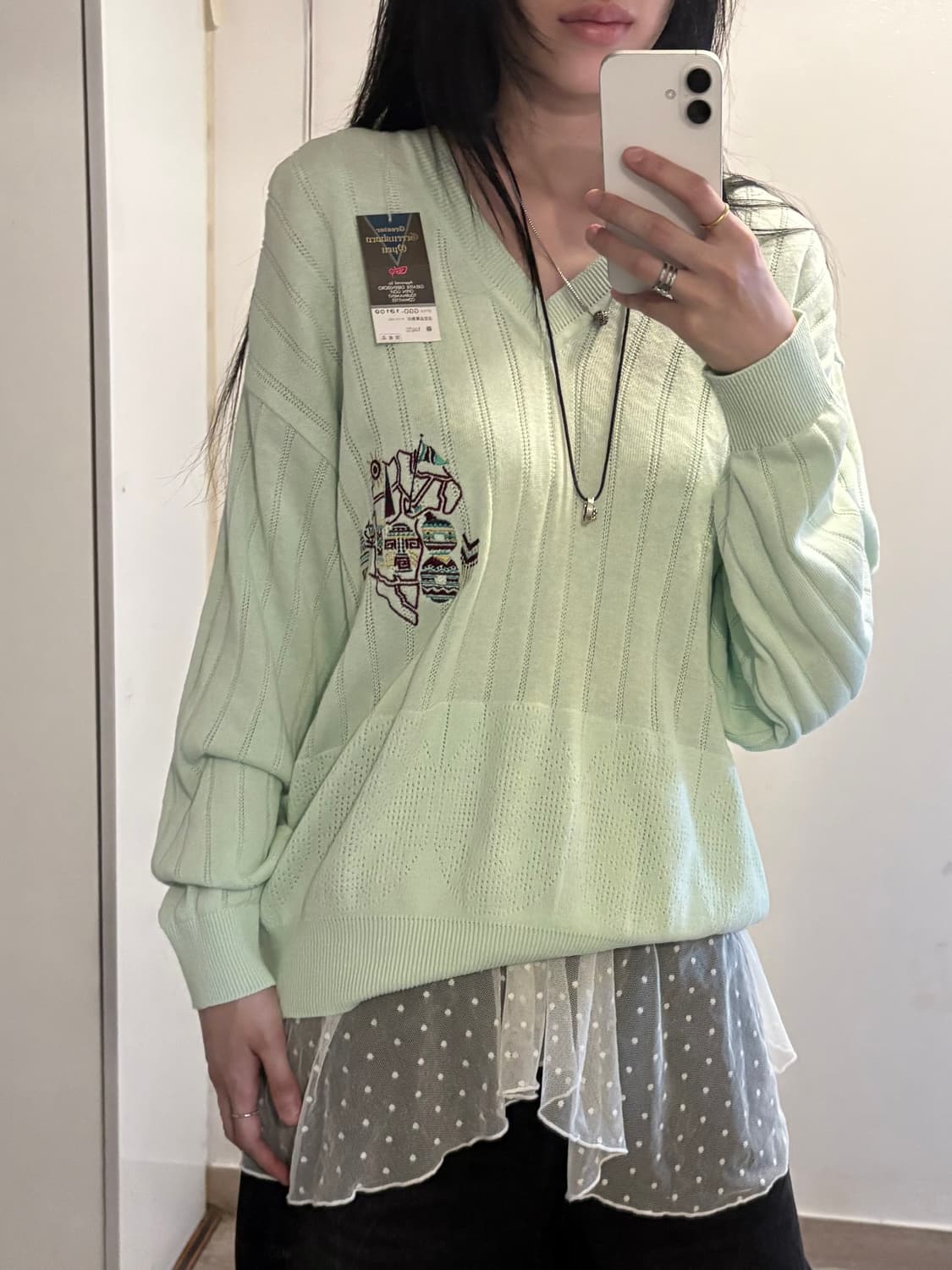 Japanese vintage mint embroidered knit 상품이미지3