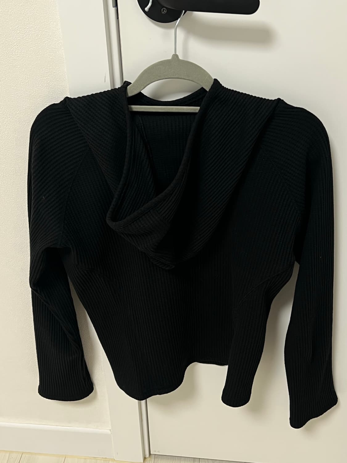 HALOMINIUM SLIM WAFFLE HOODIE_BLACK 상품이미지6