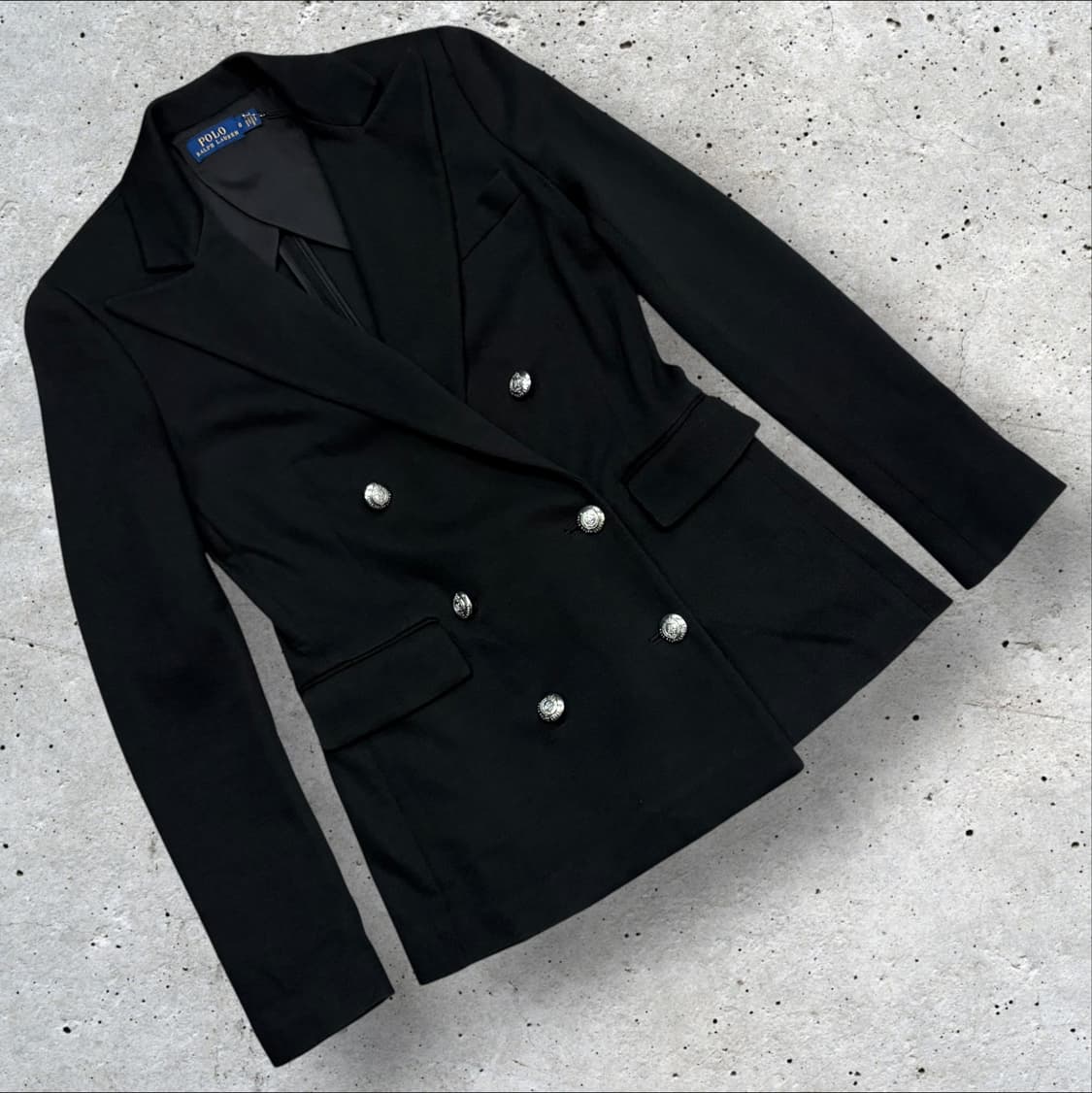 [0] 폴로 랄프로렌 블랙 레이온 더블 은장 버튼 블레이저 C834 상품이미지1