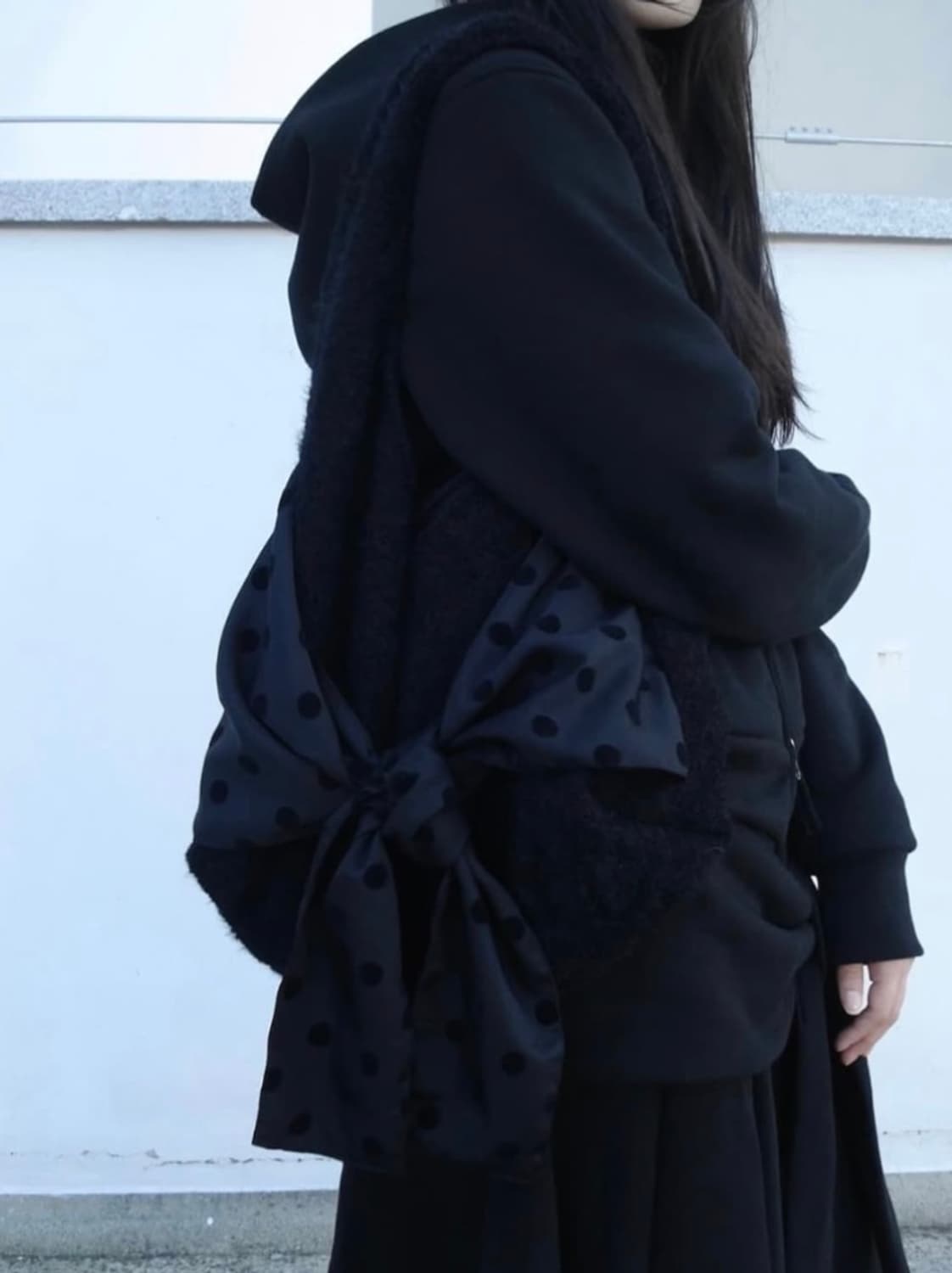 체메씨 도트 리본 호보백 보우 숄더백 백 가방 블랙 챠콜 검정 상품이미지2