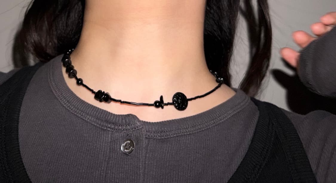 [rrrocnoc] yeon 블랙 비즈목걸이 상품이미지7