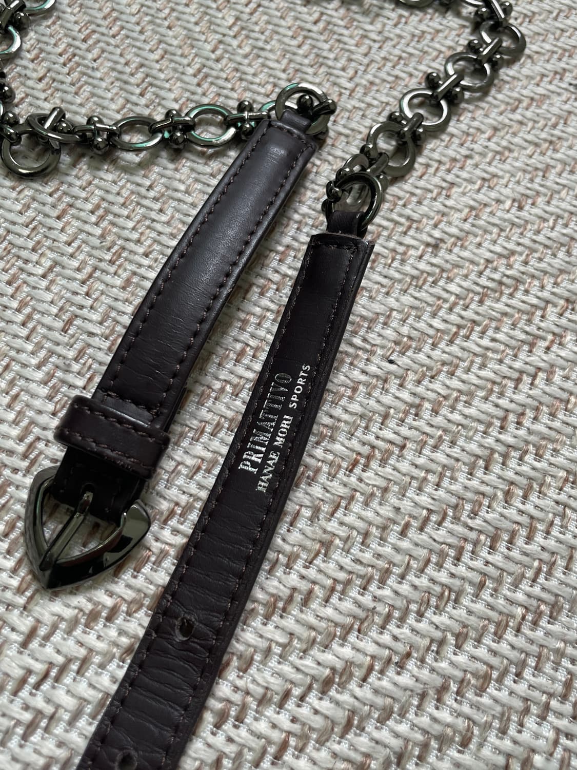 PRIMATTIVO 빈티지 실버체인 브라운 벨트 J04077 상품이미지1