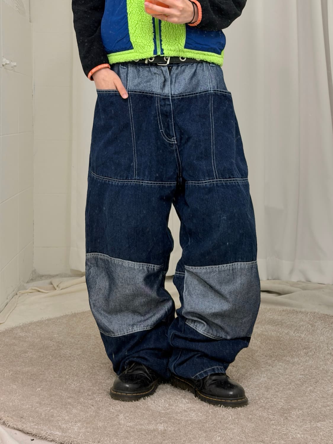 Verse 실버 데님 패치워크 힙합 팬츠 상품이미지2