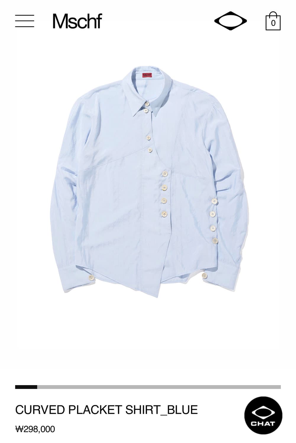 미스치프 셔츠 CURVED PLACKET SHIRT_BLUE 상품이미지1